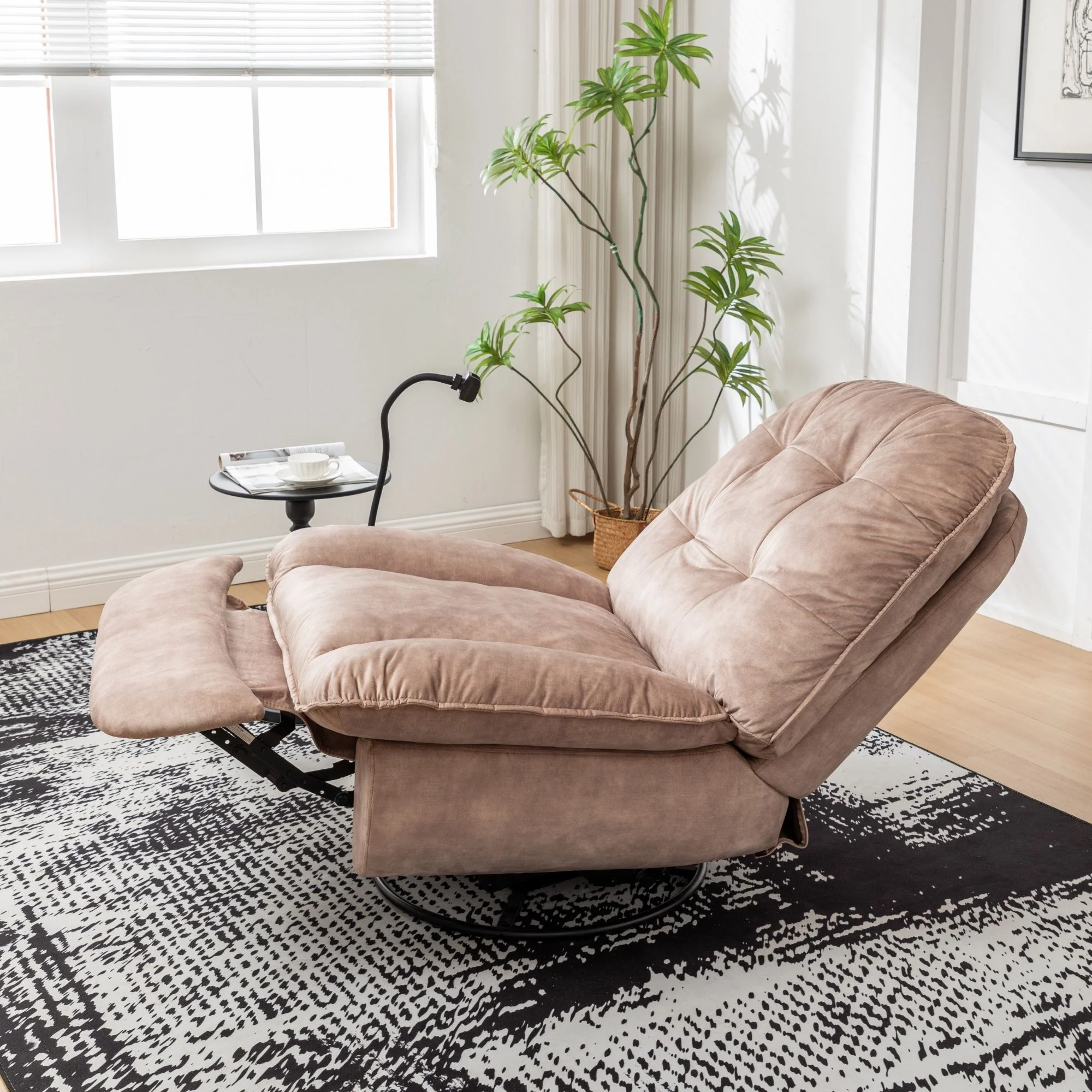 Modern Swivel Gliding Recliner Chair With Rocking Function And Phone Holder, Large Comfortable - Image 11