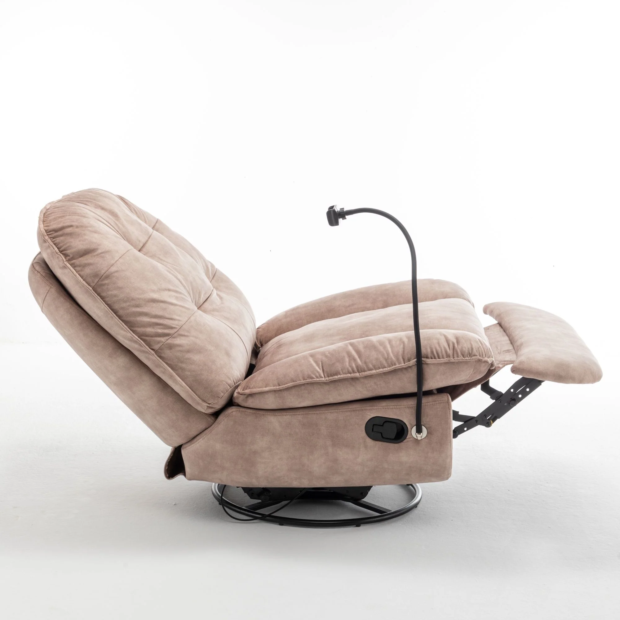 Modern Swivel Gliding Recliner Chair With Rocking Function And Phone Holder, Large Comfortable - Image 15