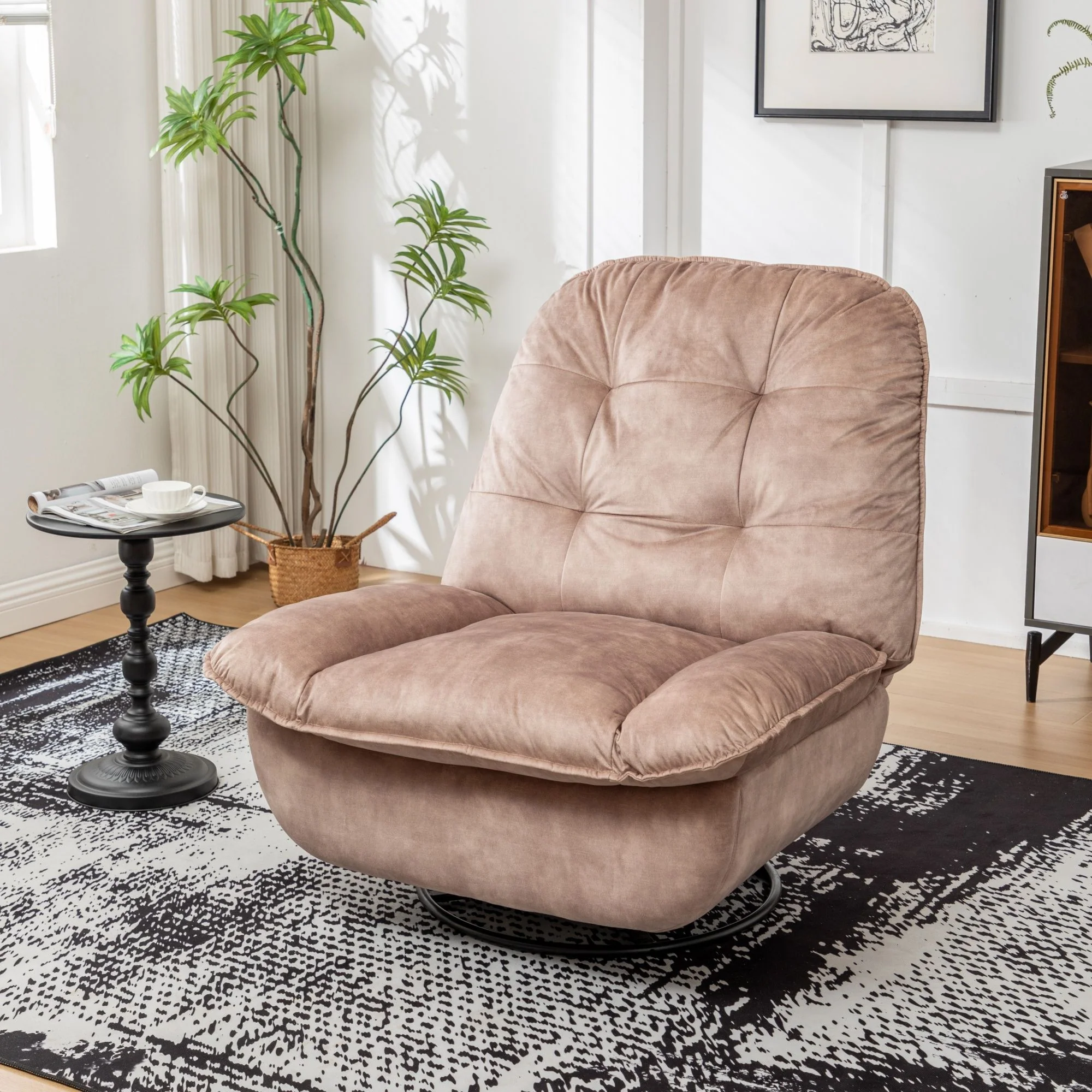 Modern Swivel Gliding Recliner Chair With Rocking Function And Phone Holder, Large Comfortable - Image 3