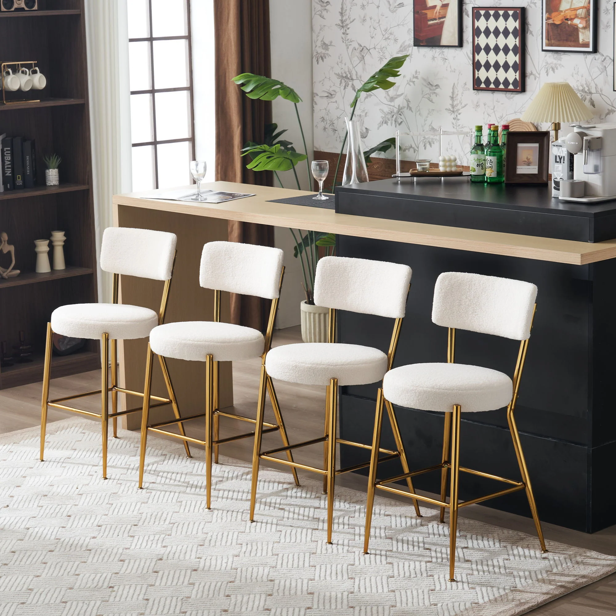 Modern Teddy Fabric Upholstered Bar Stools - Image 5
