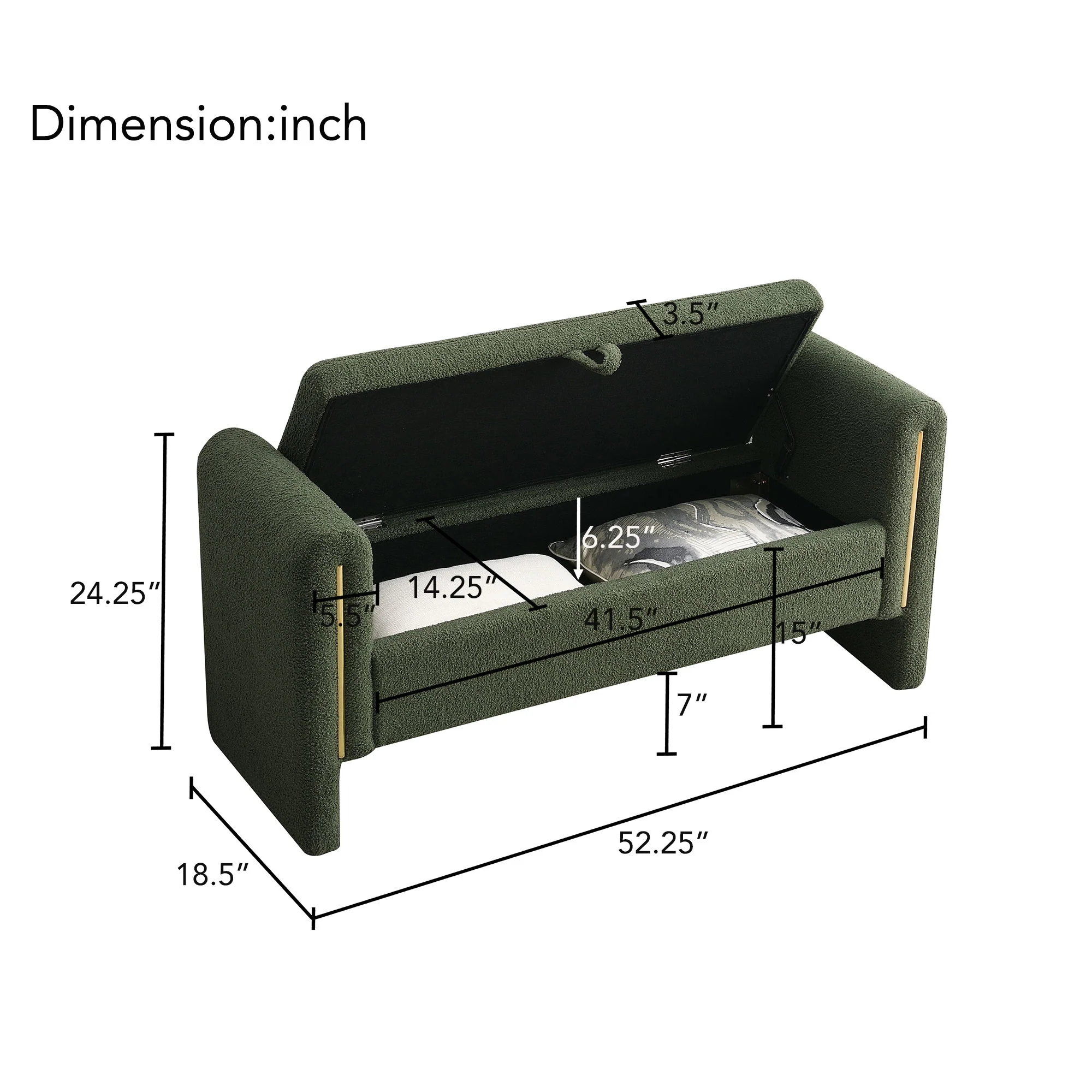 Modern Teddy Upholstered Large Bed End Bench With Arms And Storage - Image 21