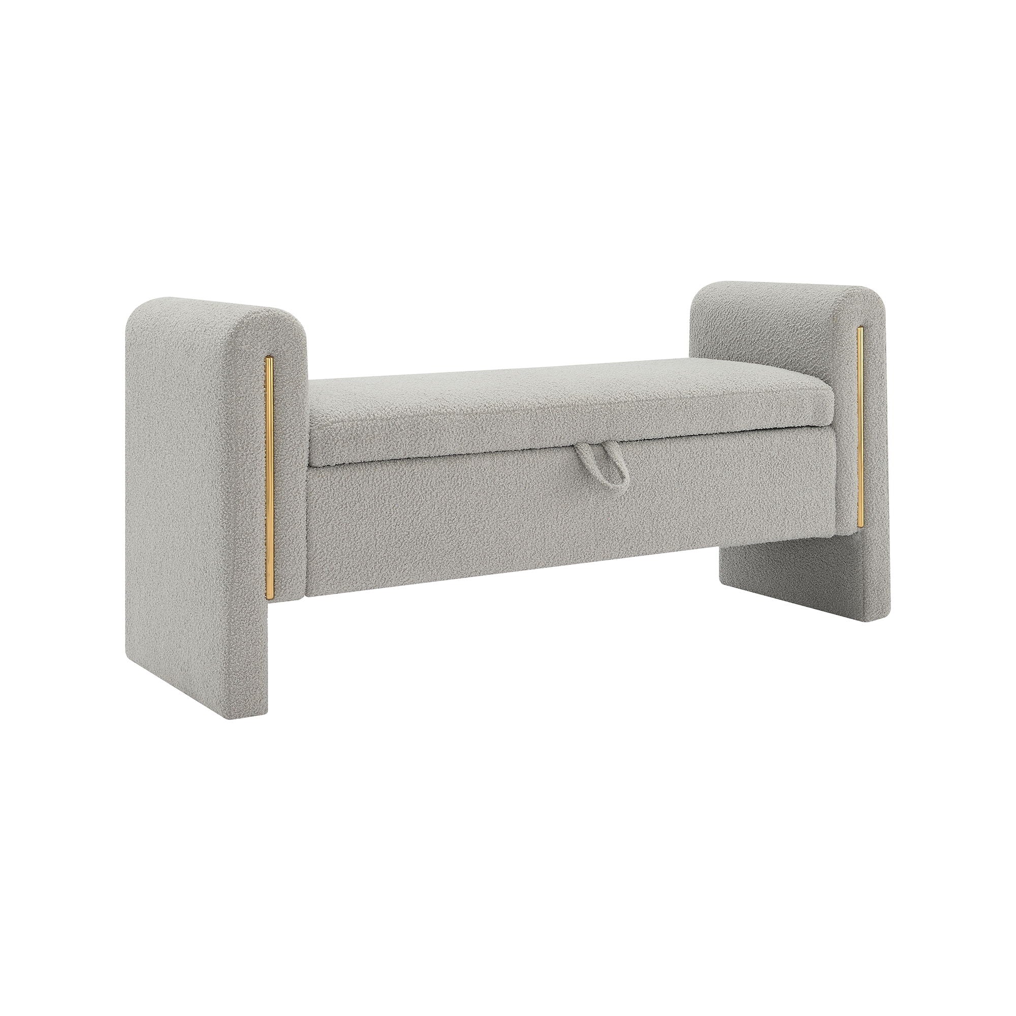 Modern Teddy Upholstered Large Bed End Bench With Arms And Storage - Image 4