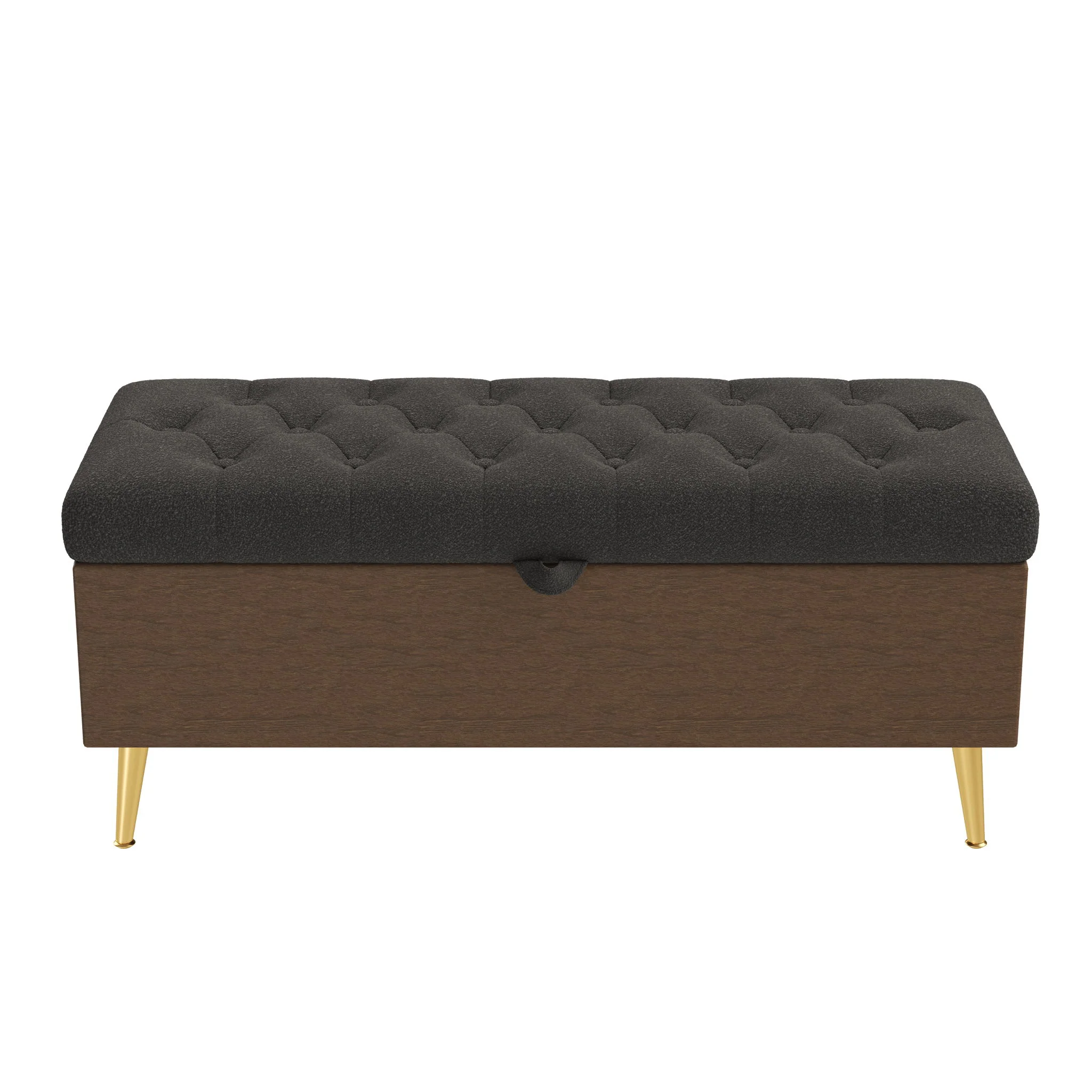 Modern Tufted Storage Ottoman Bench With Metal Legs - Image 15