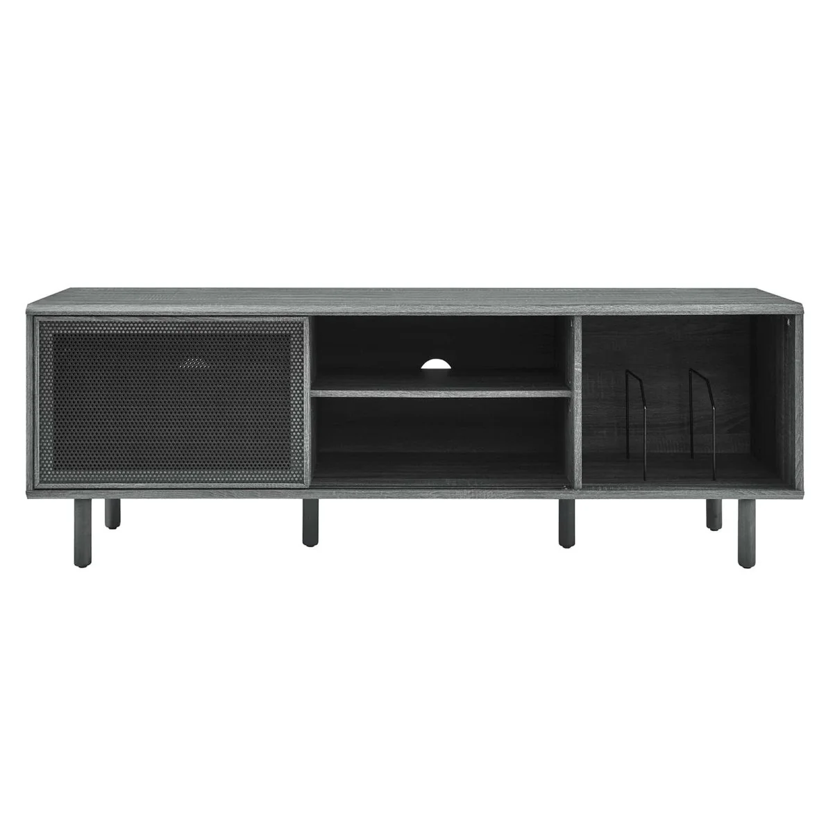 Modern TV and Vinyl Record Stand with Mesh Sliding Doors 67 Inch - Image 9