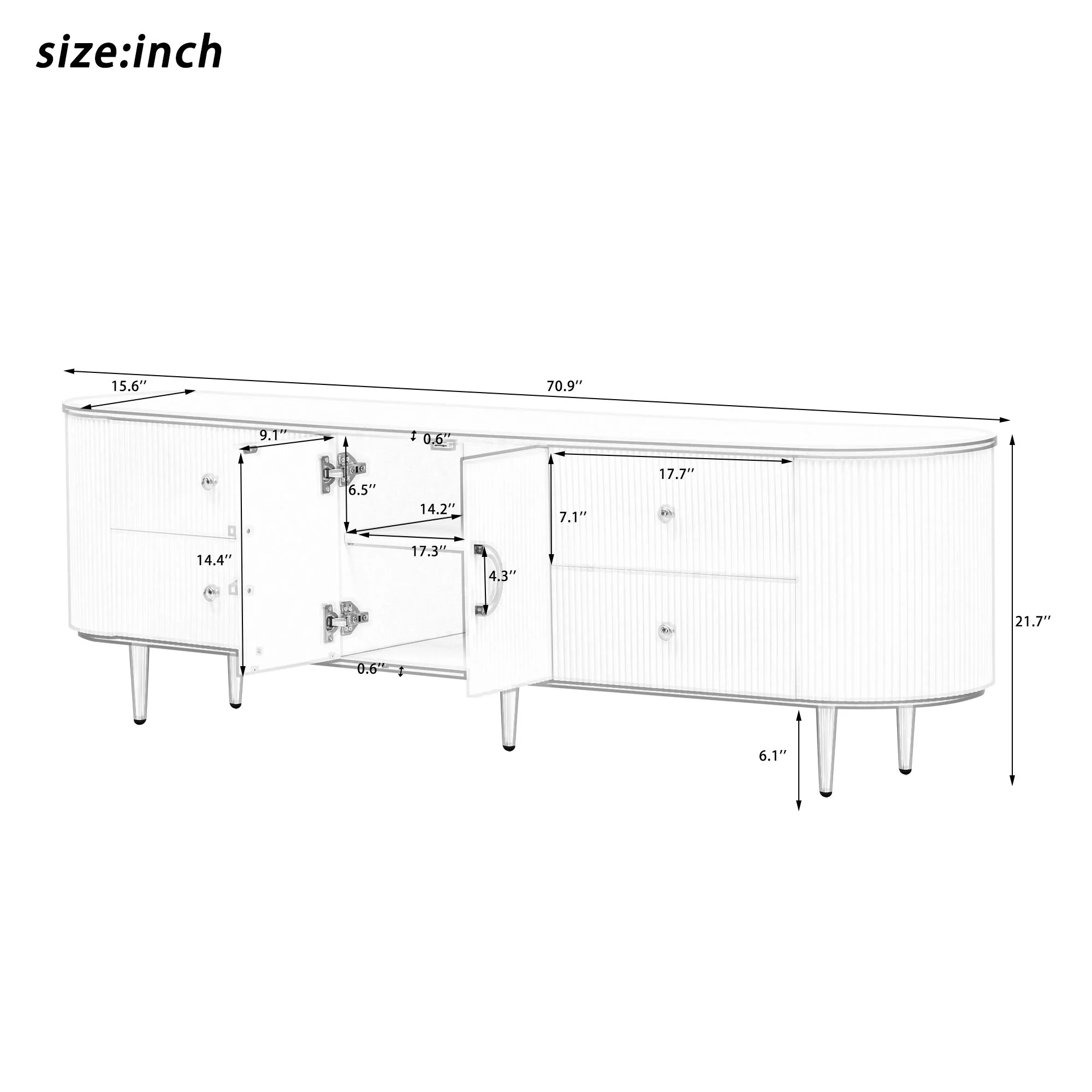 Modern TV Stand For TVs Up To 80", Entertainment Center With 4 Drawers And 1 Cabinet, Wood TV Console Table With And Handles For Living Room - White - Image 7