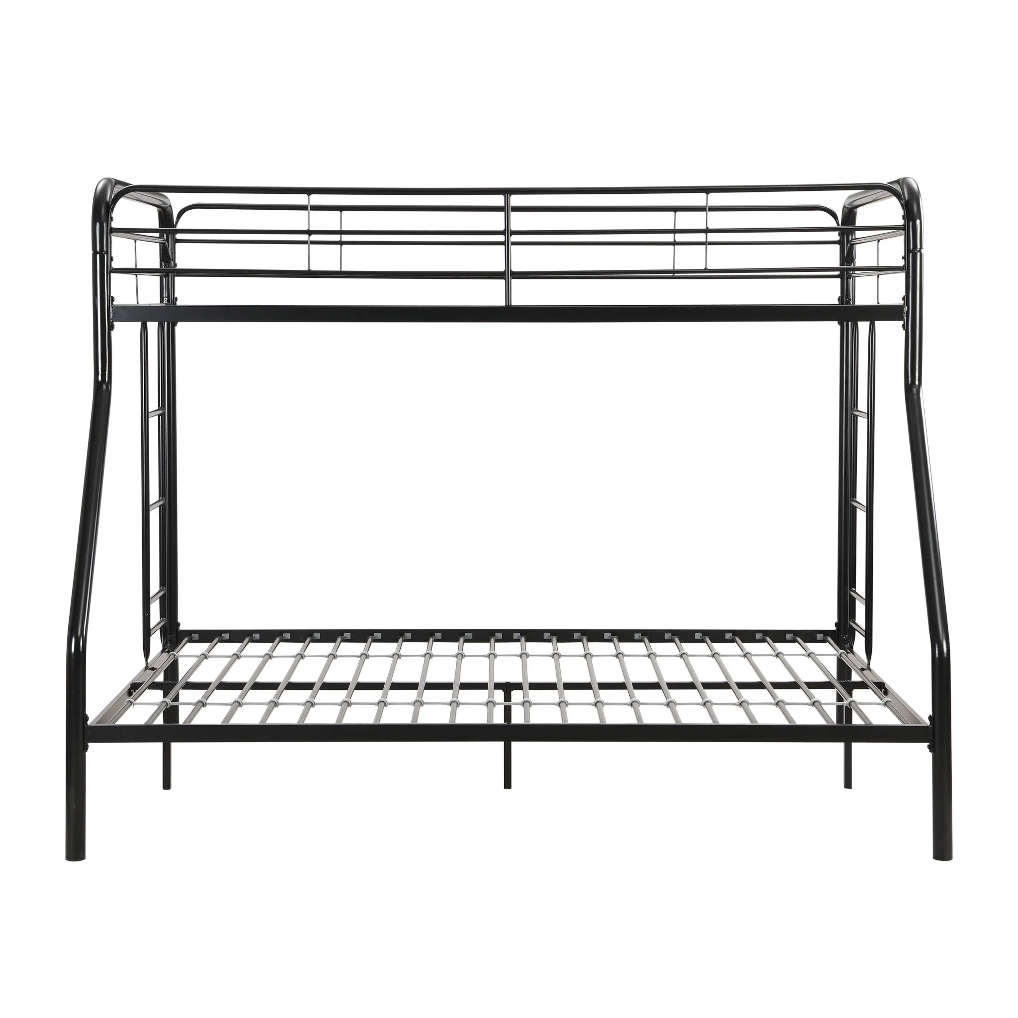 Modern Twin Over Full Metal Bunk Bed With Trundle And Dual Side Ladder And Metal Design - Black / Brown - Image 9