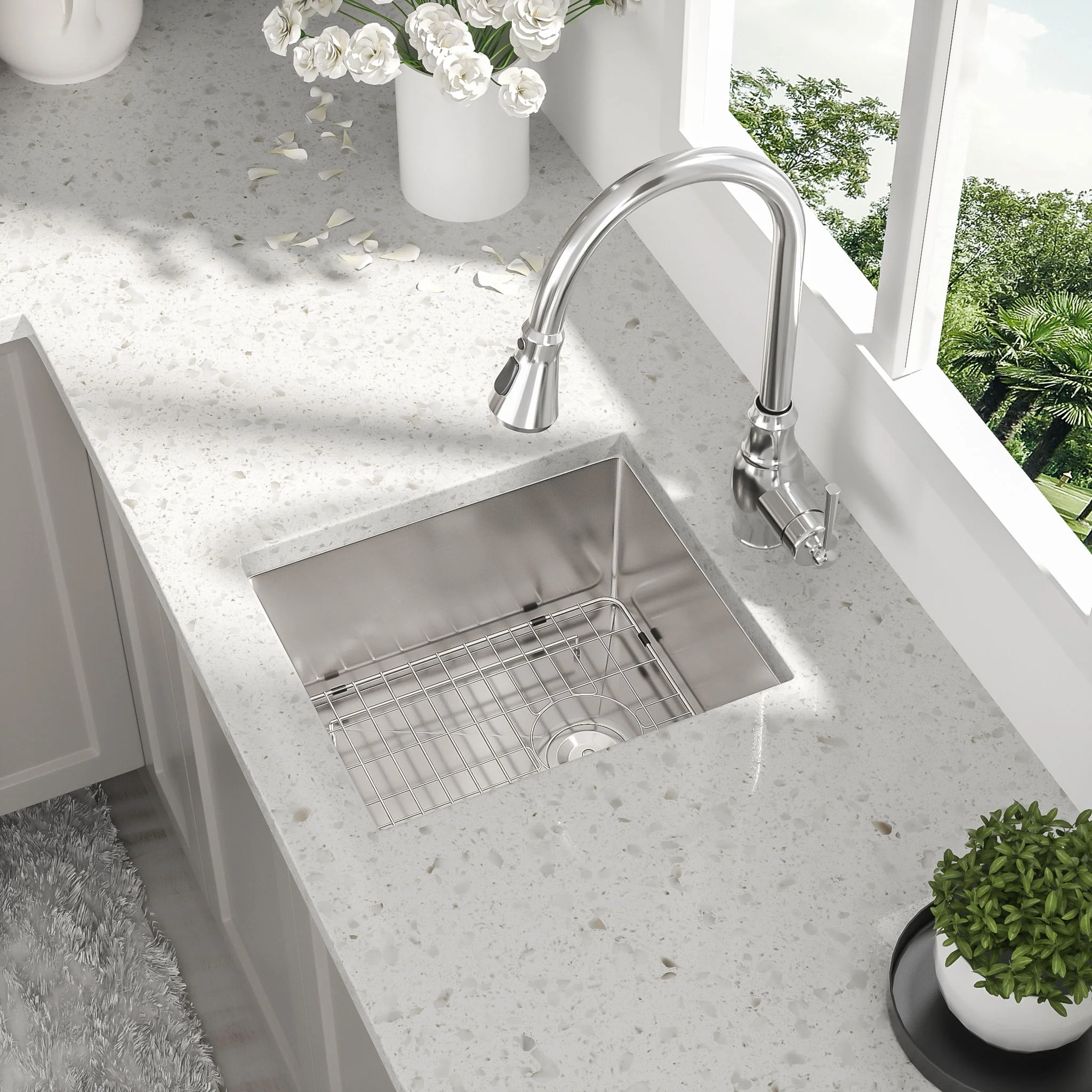 Modern Undermount Stainless Steel Kitchen Sink 16 Gauge, Deep Single Bowl - Image 28