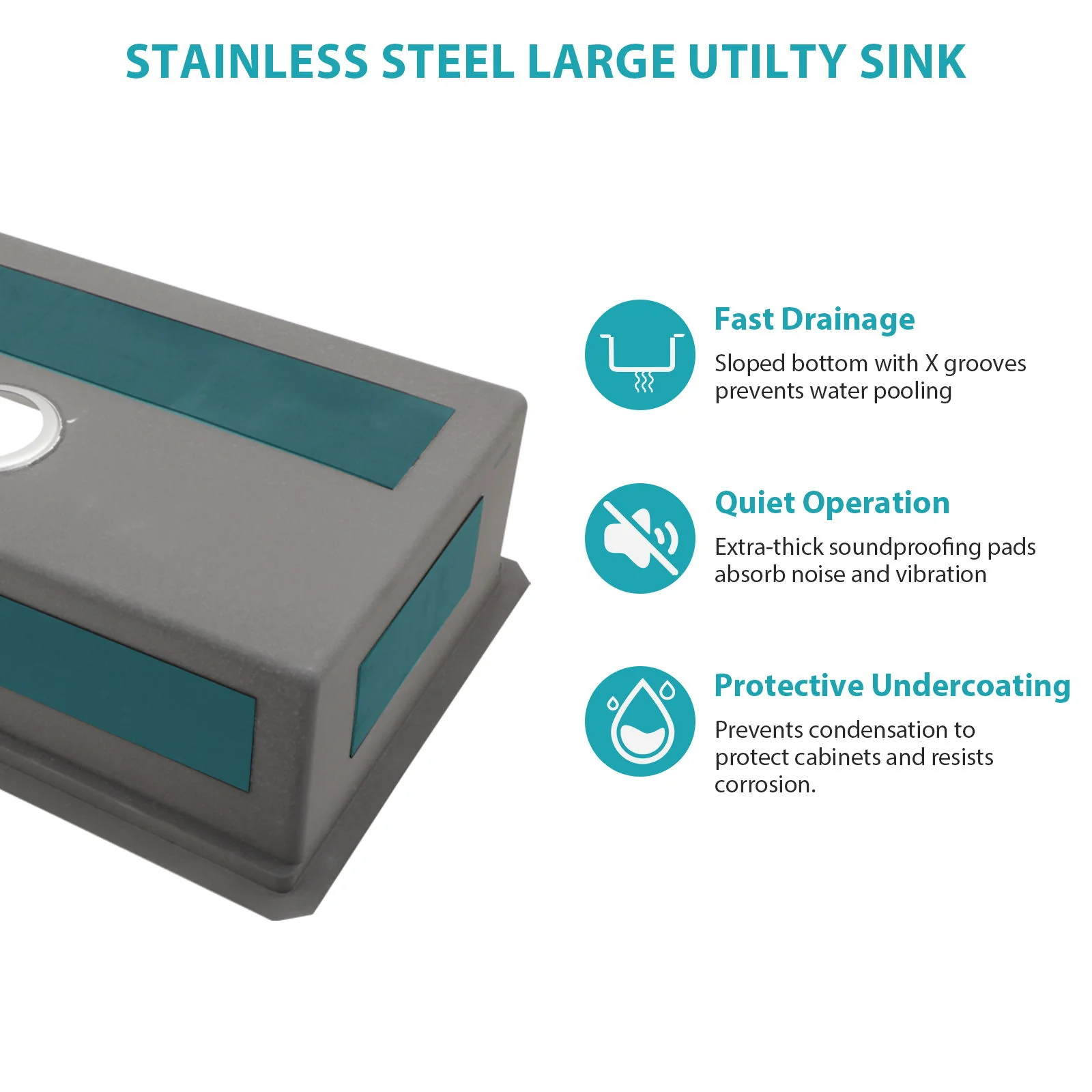 Modern Undermount Stainless Steel Kitchen Sink 16 Gauge, Deep Single Bowl - Image 30
