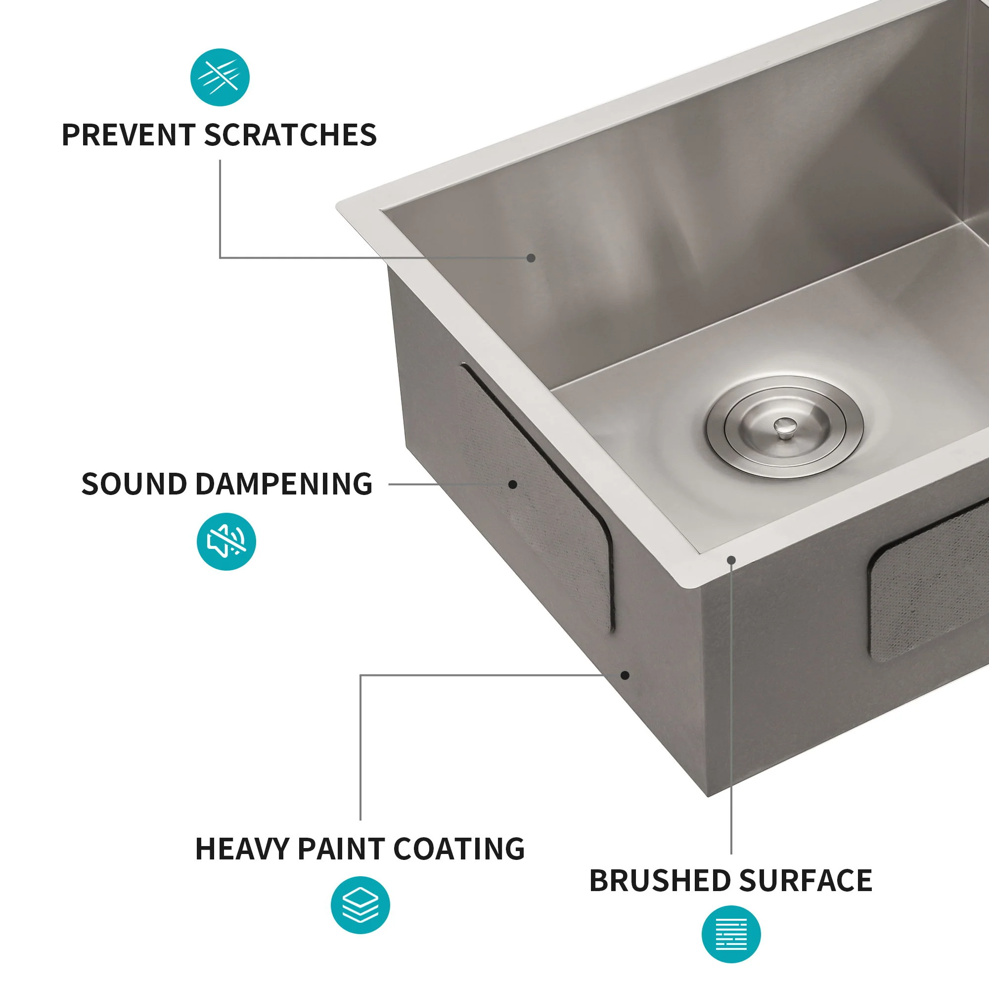 Modern Undermount Stainless Steel Kitchen Sink 16 Gauge, Deep Single Bowl - Image 38