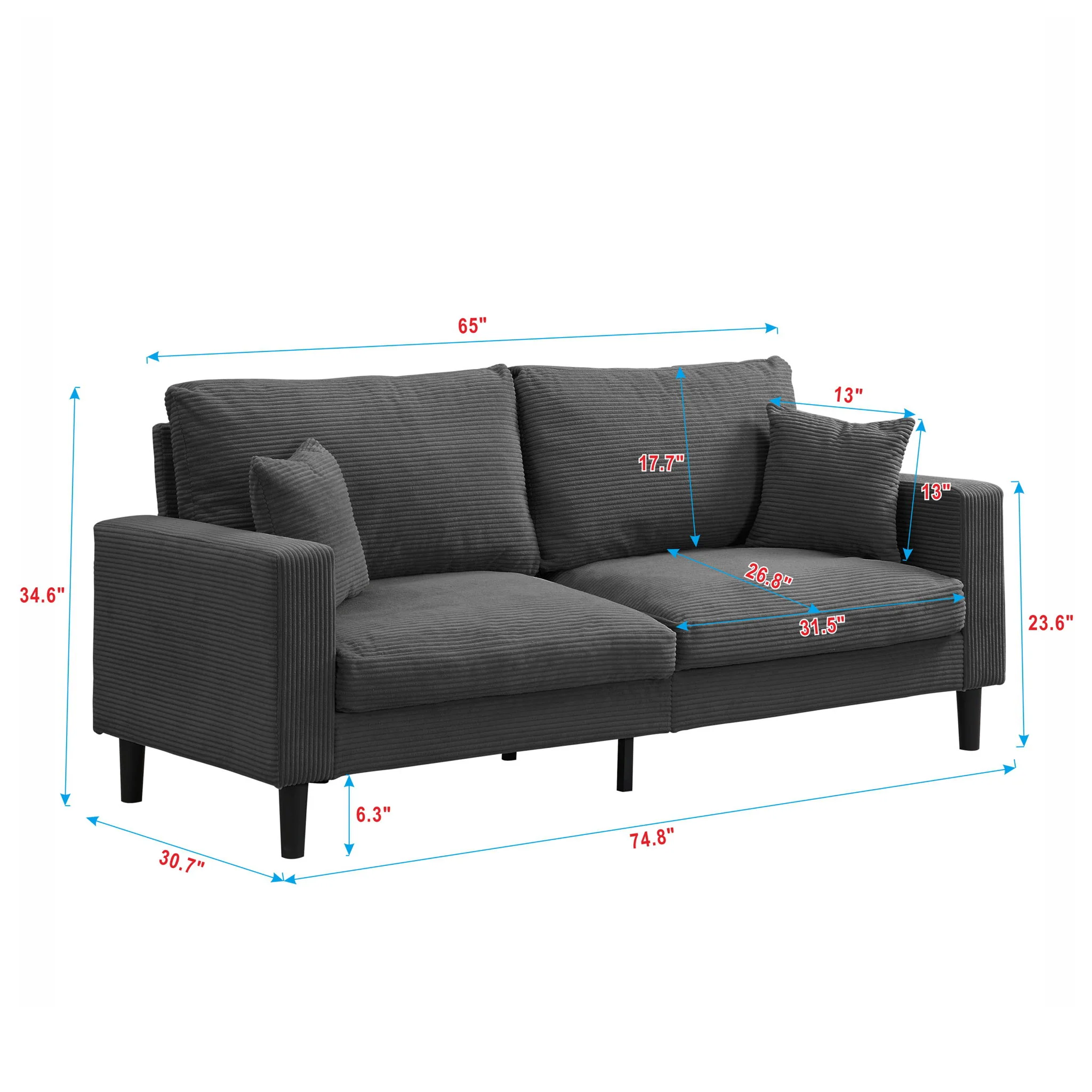Modern Upholstered 2 Piece Sofa Set With 3 Seater And 2 Seater - Image 19