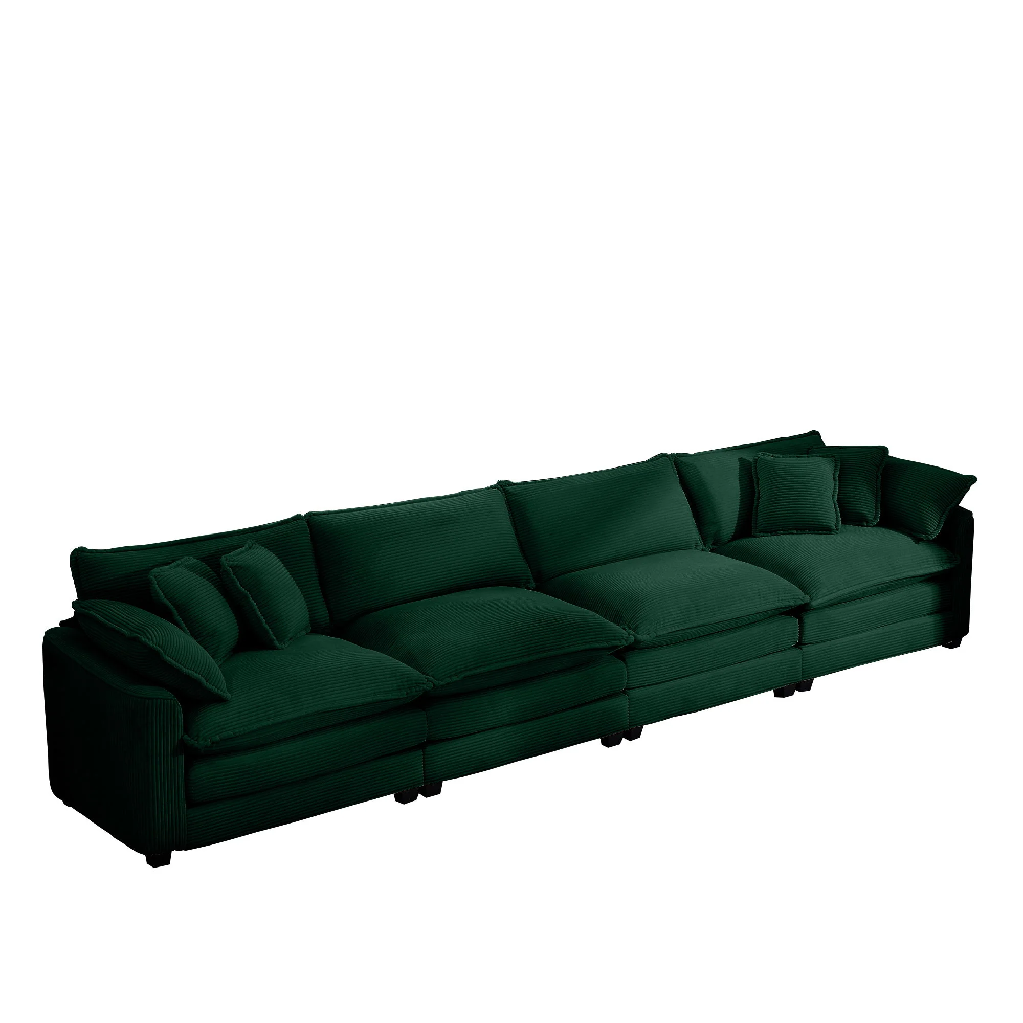 Modern Upholstered 4 Seater Fabric Sofa With Arm And Throw Pillows - Image 4