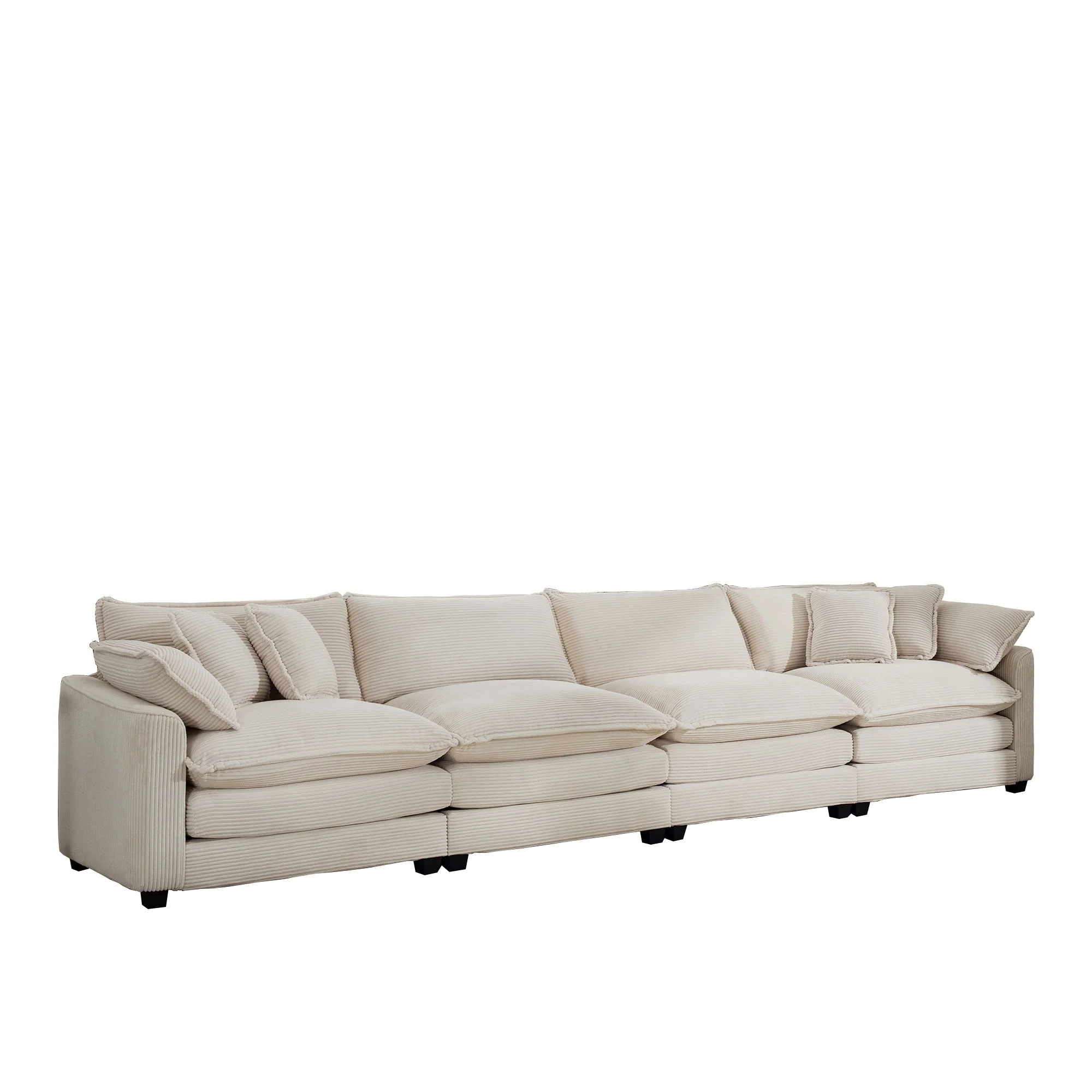 Modern Upholstered 4 Seater Fabric Sofa With Arm And Throw Pillows - Image 8