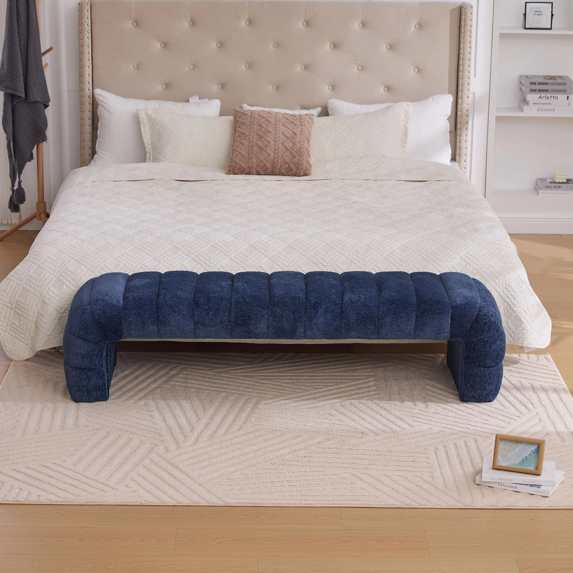 Modern Upholstered Armless Bed Bench With Channel Tufted Design - Image 28