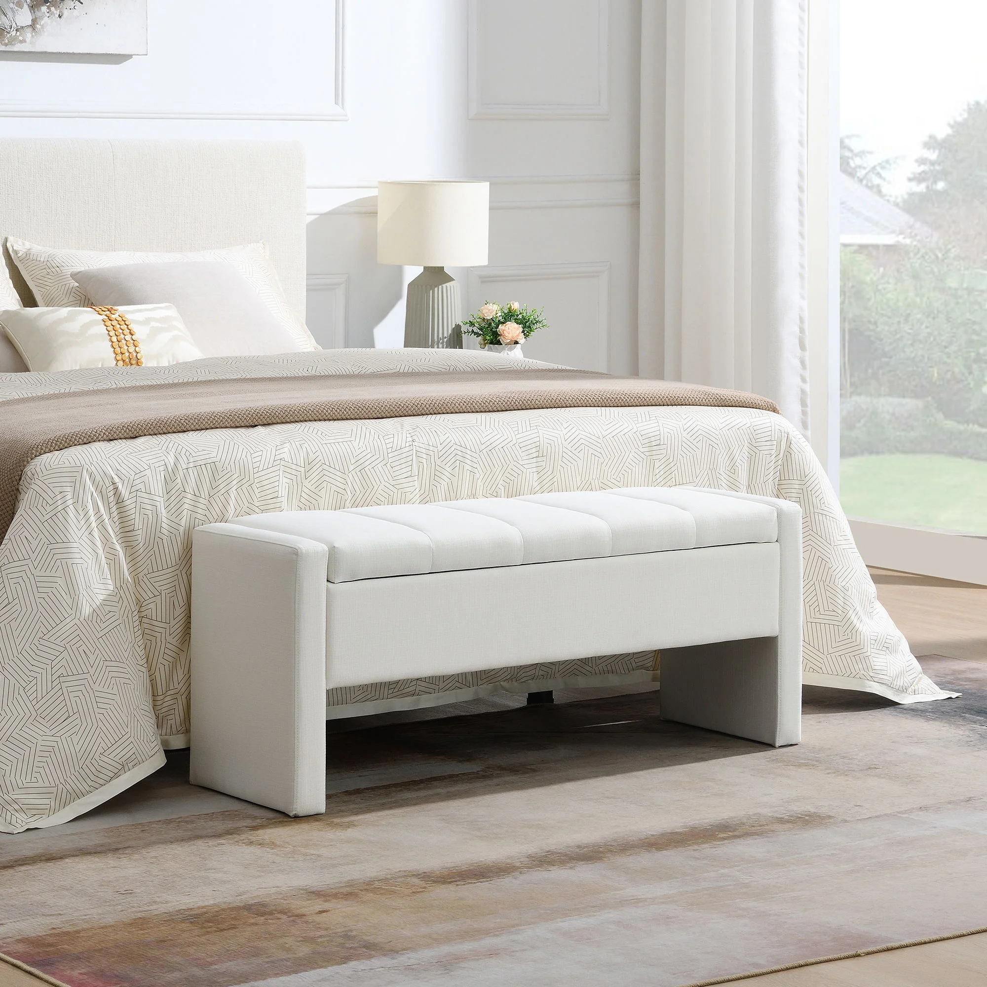 Modern Upholstered Large Bed End Bench With Storage - Image 42