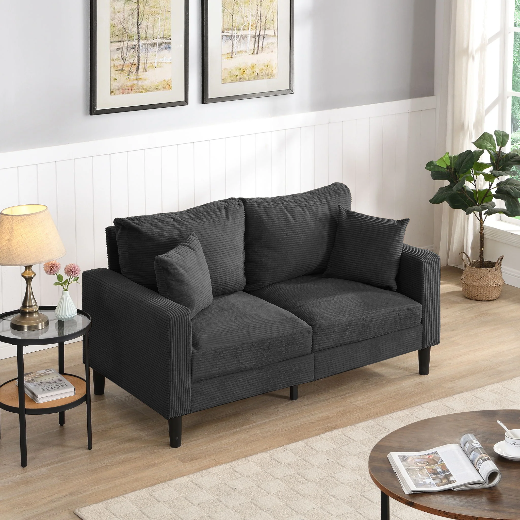 Modern Upholstered Loveseat Sofa, High Resilience - Image 10
