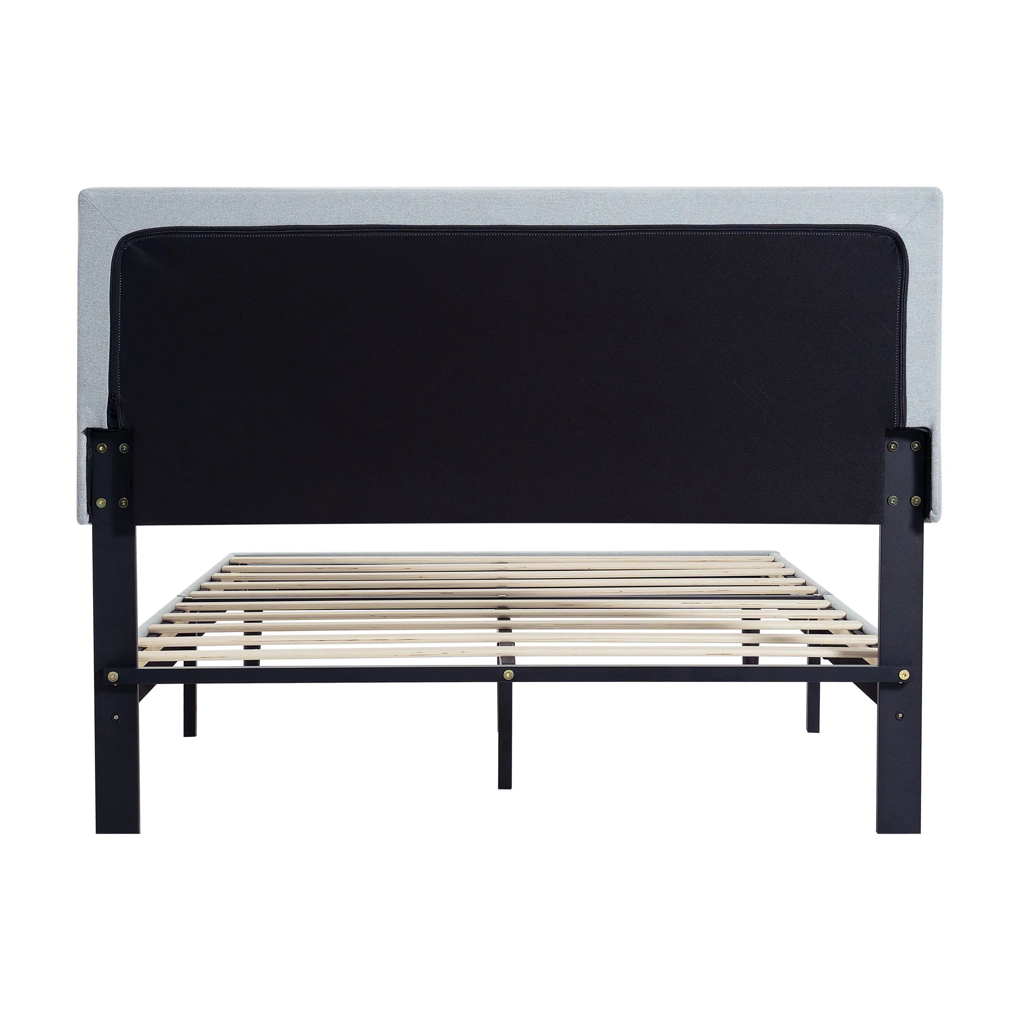 Modern Upholstered Platform Bed Frame With Button Tufted Fabric Headboard - Image 22