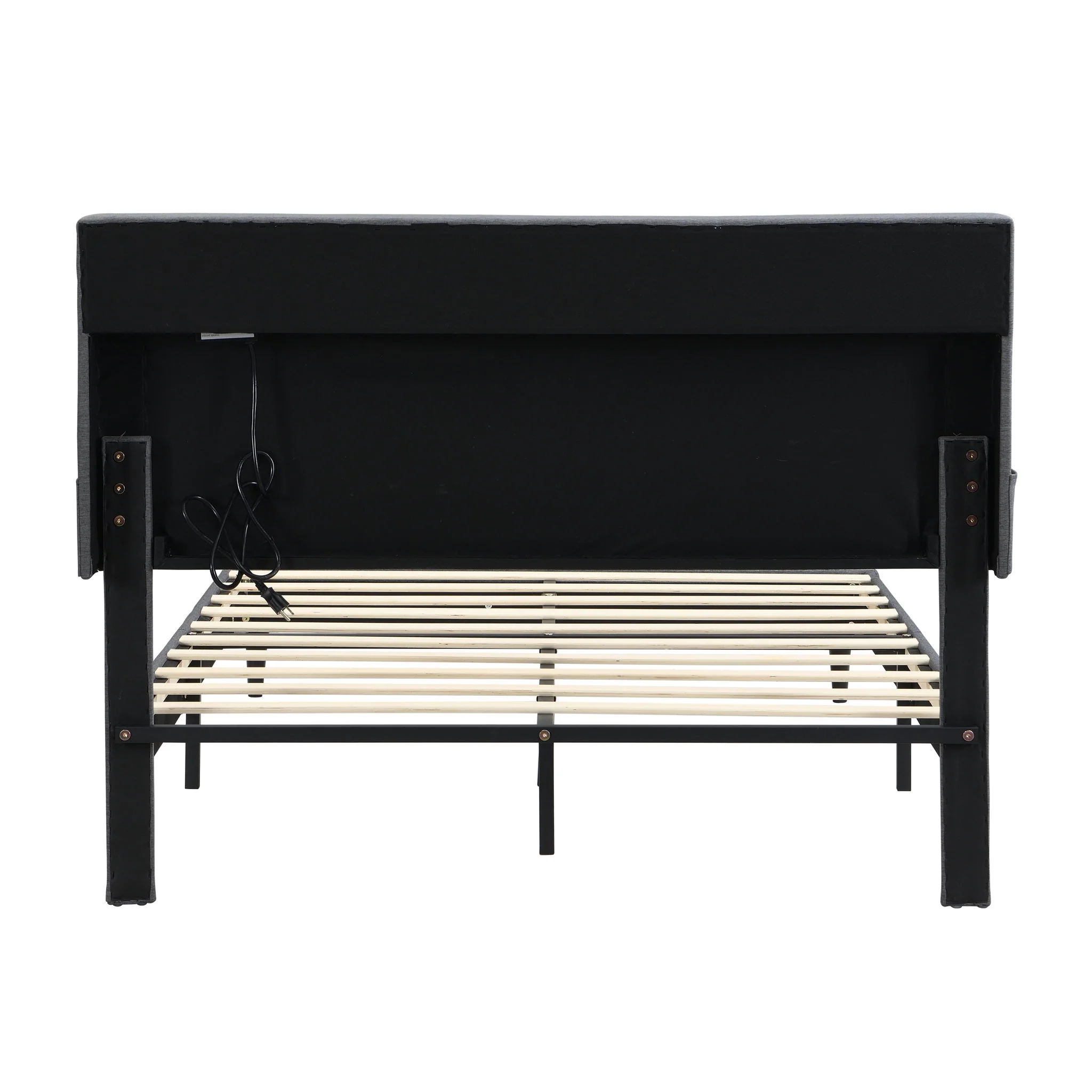 Modern Upholstered Platform Bed Frame With Button Tufted Headboard And USB Ports - Image 12