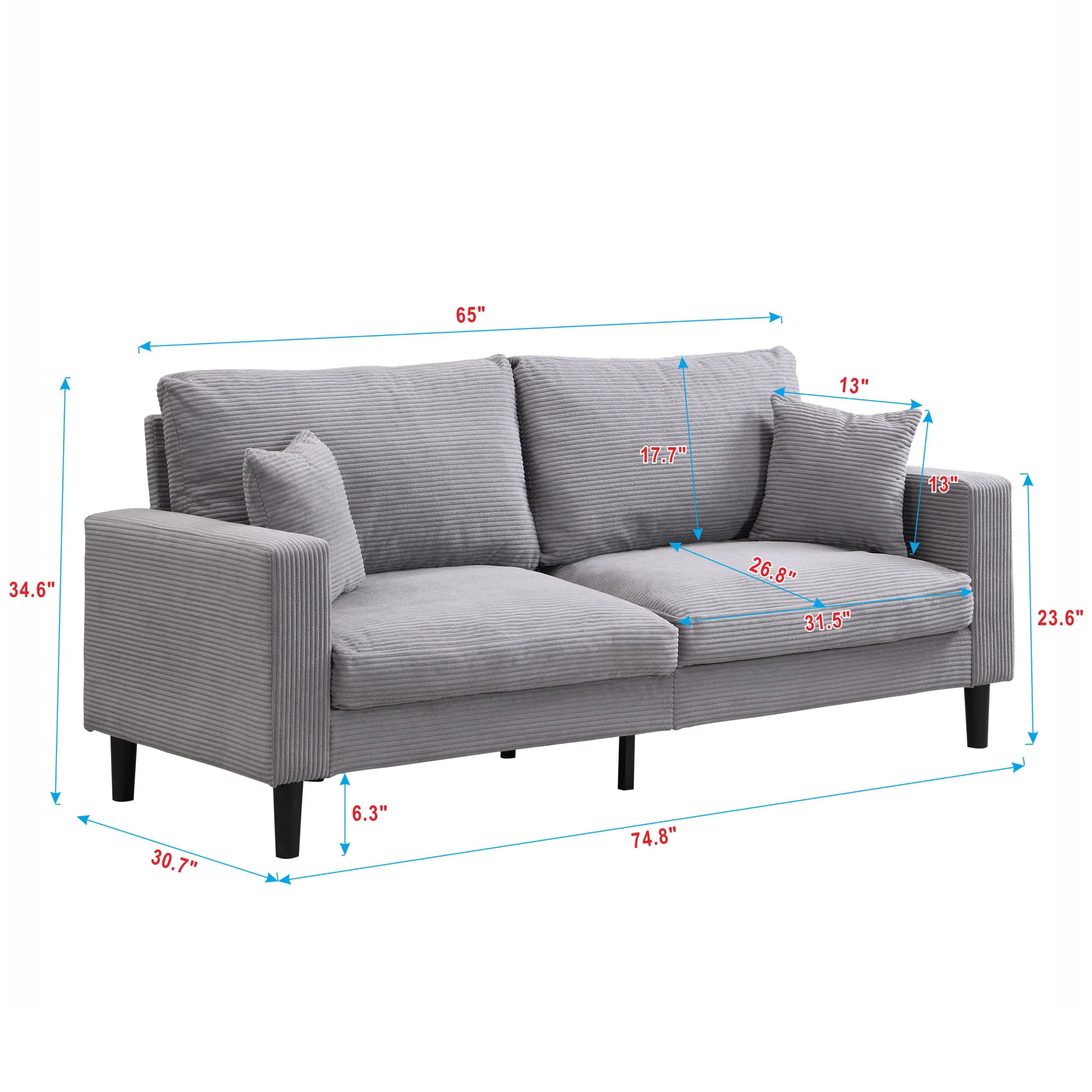 Modern Upholstered Resilience Three Seater Sofa - Image 5