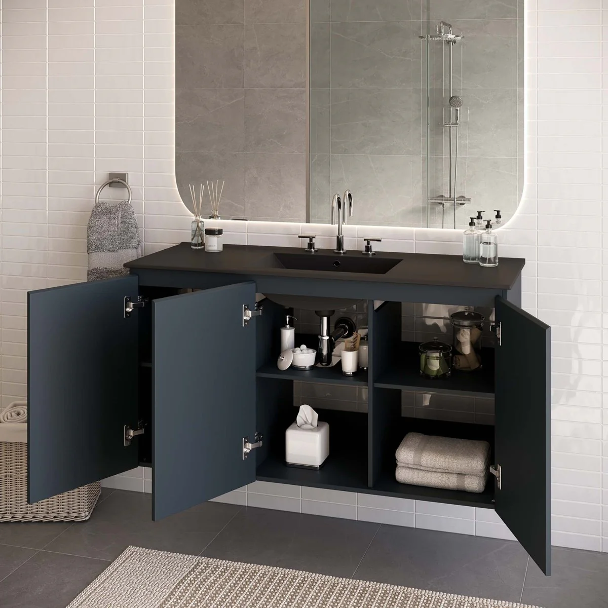 Modern Wall-Mount Bathroom Vanity with Sink for Space-Saving Contemporary Baths - Image 102