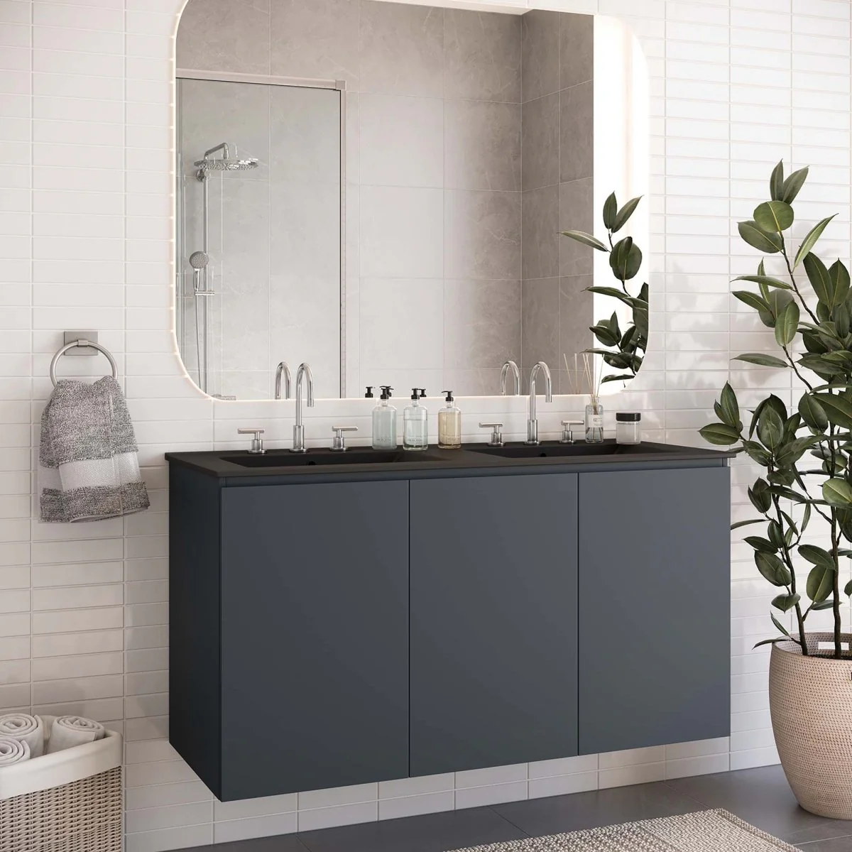 Modern Wall-Mount Bathroom Vanity with Sink for Space-Saving Contemporary Baths - Image 153