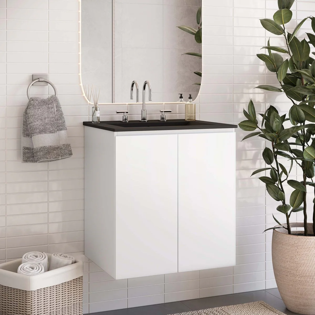 Modern Wall-Mount Bathroom Vanity with Sink for Space-Saving Contemporary Baths - Image 18