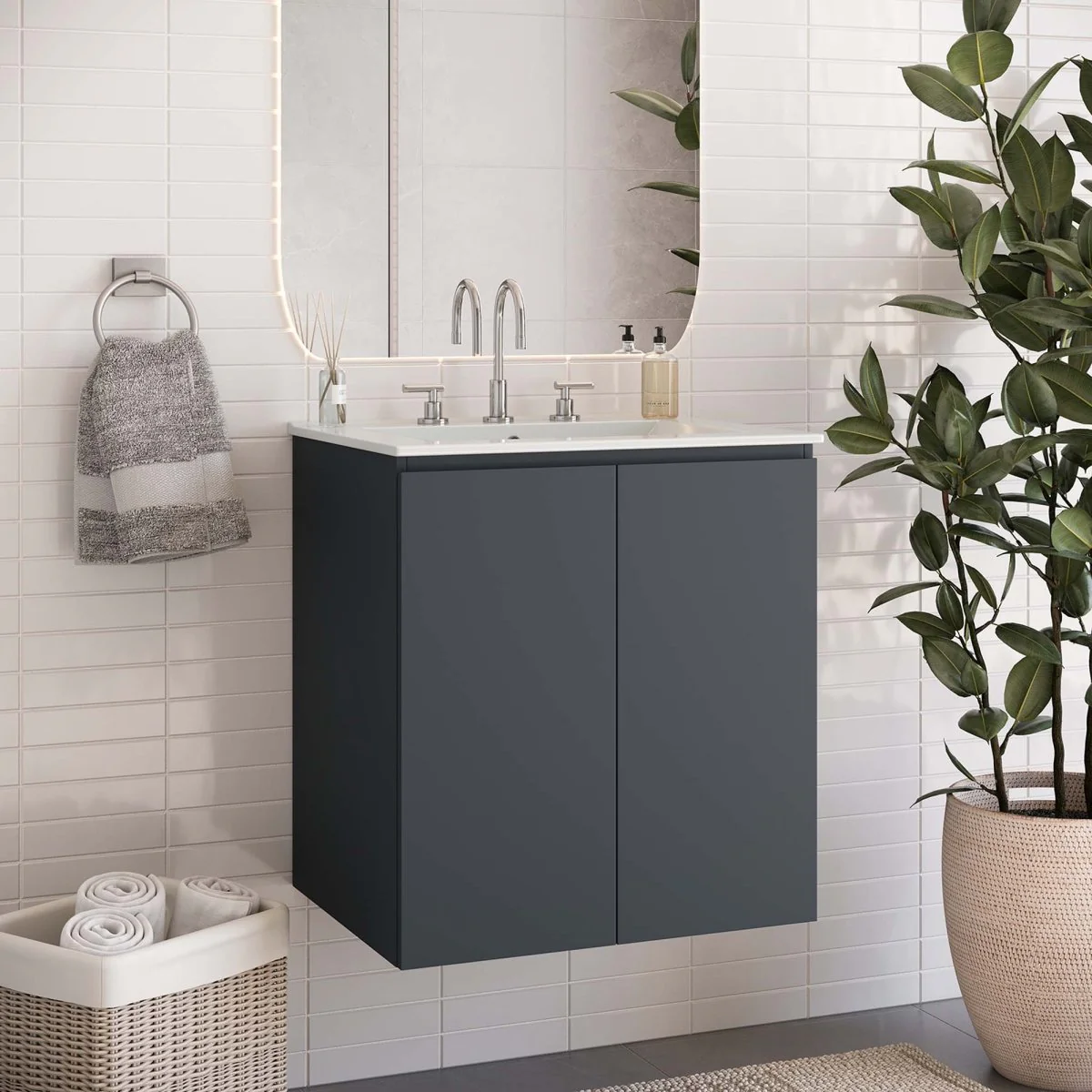 Modern Wall-Mount Bathroom Vanity with Sink for Space-Saving Contemporary Baths - Image 36