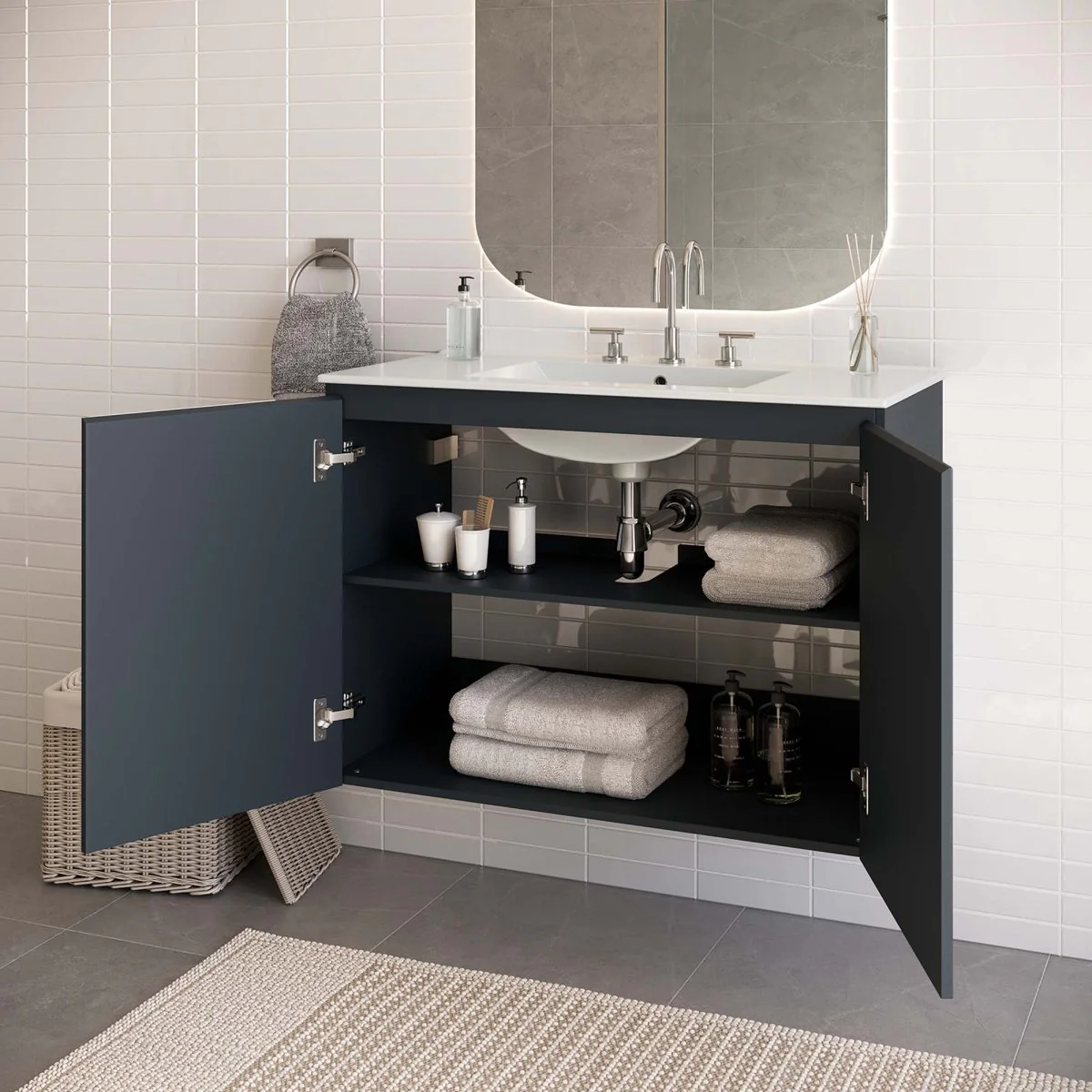 Modern Wall-Mount Bathroom Vanity with Sink for Space-Saving Contemporary Baths - Image 66