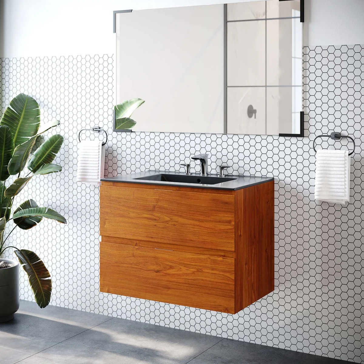 Modern Wall-Mount Bathroom Vanity with Sink — Single and Double Configurations - Image 45