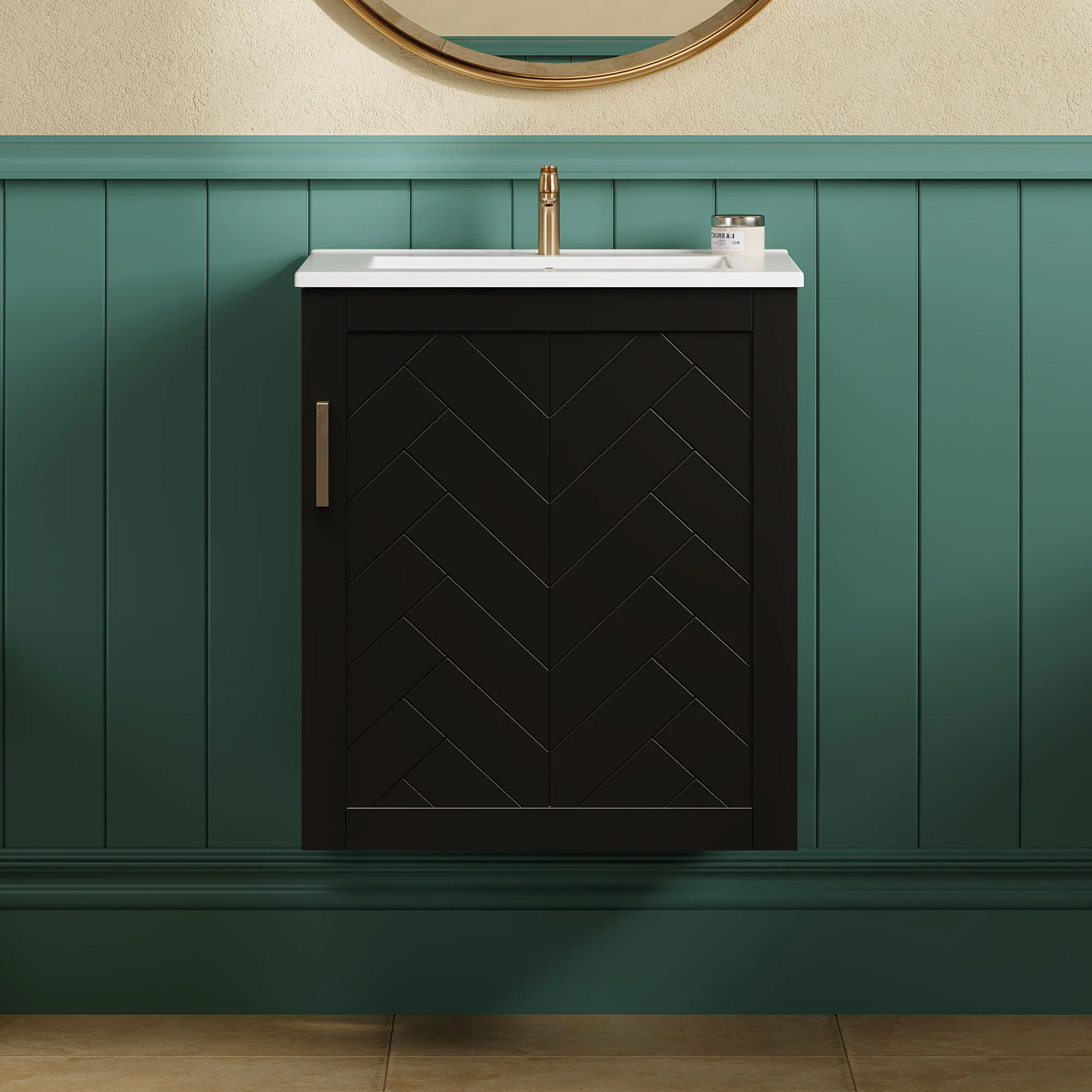 Modern Wall Mounted Bathroom Cabinet With Side Shelf And Ceramic Sink - Image 9