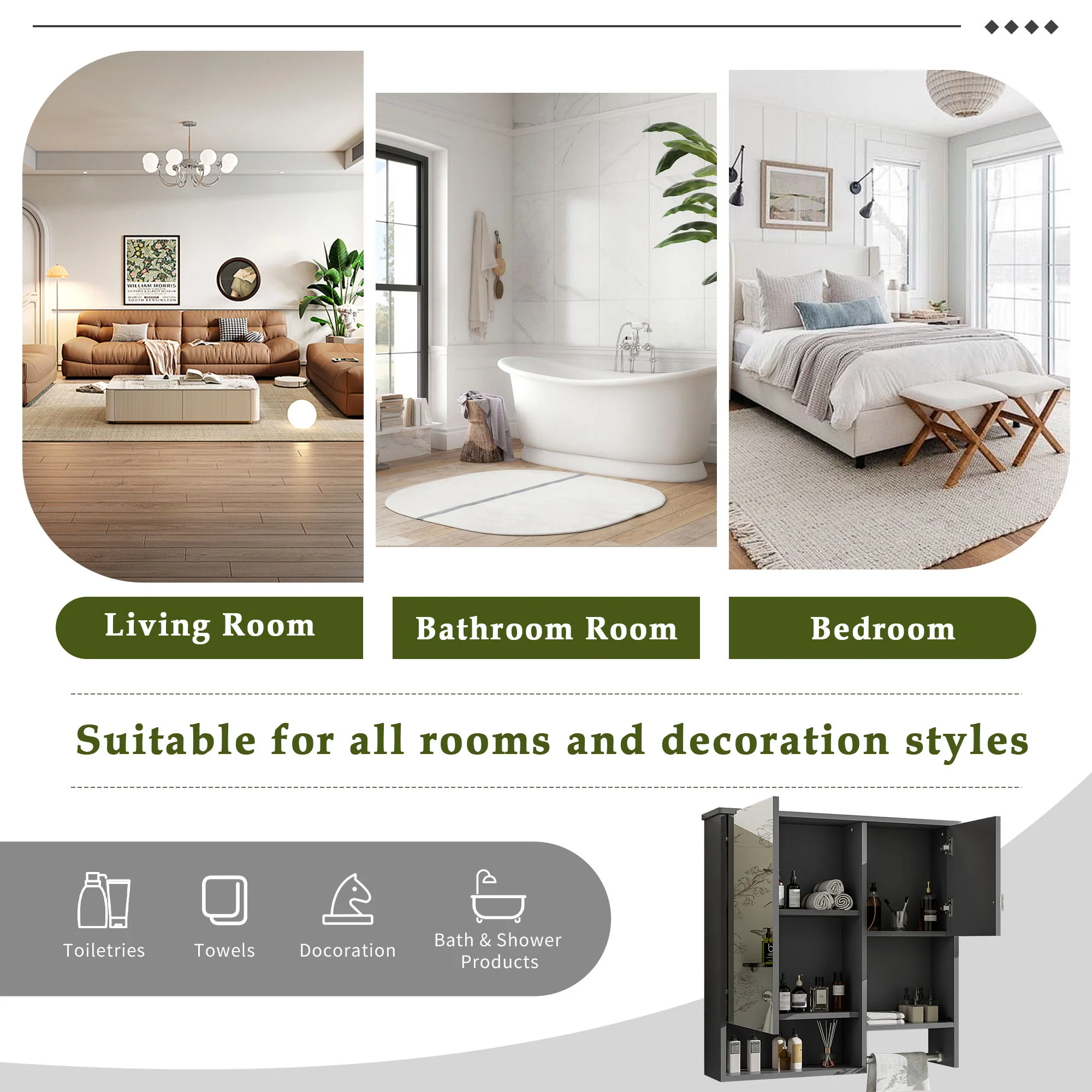 Modern Wall Mounted Bathroom Medicine Cabinet, Bathroom Wall Storage Cabinet With Mirror - Image 27