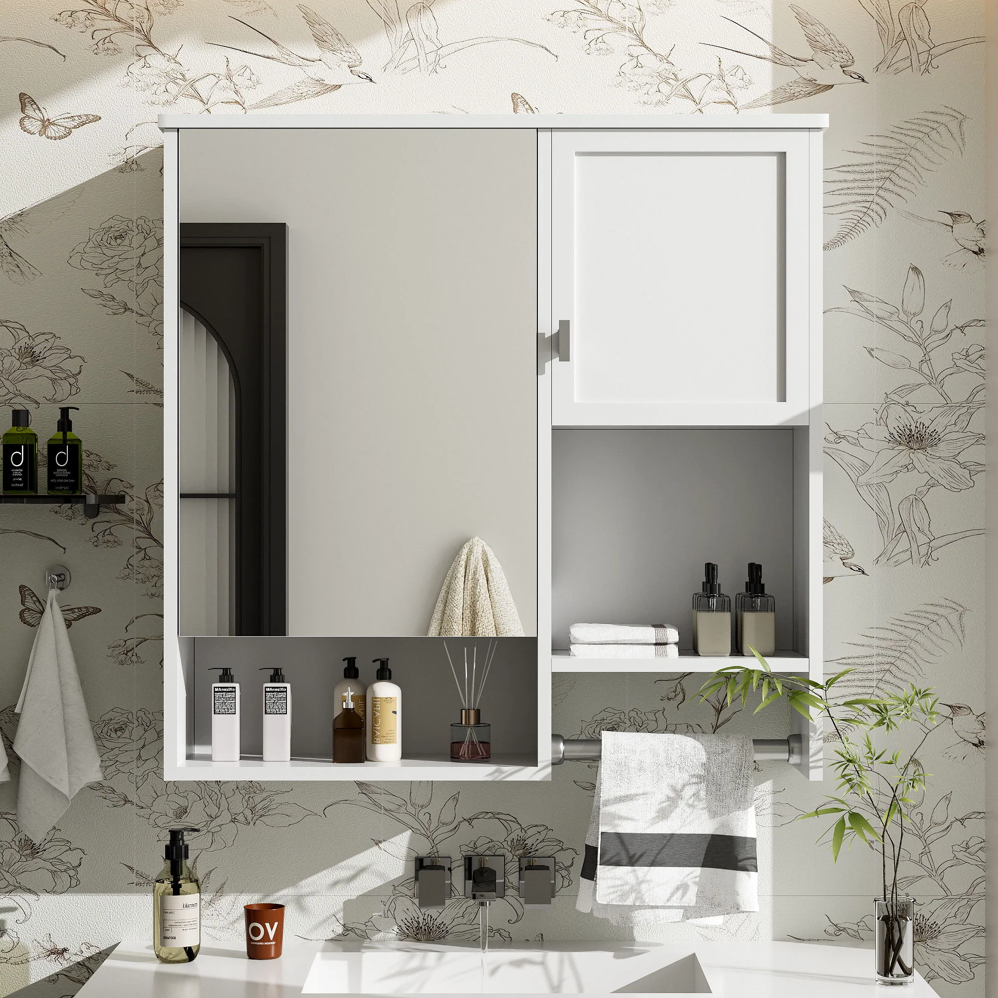 Modern Wall Mounted Bathroom Medicine Cabinet, Bathroom Wall Storage Cabinet With Mirror - Image 6