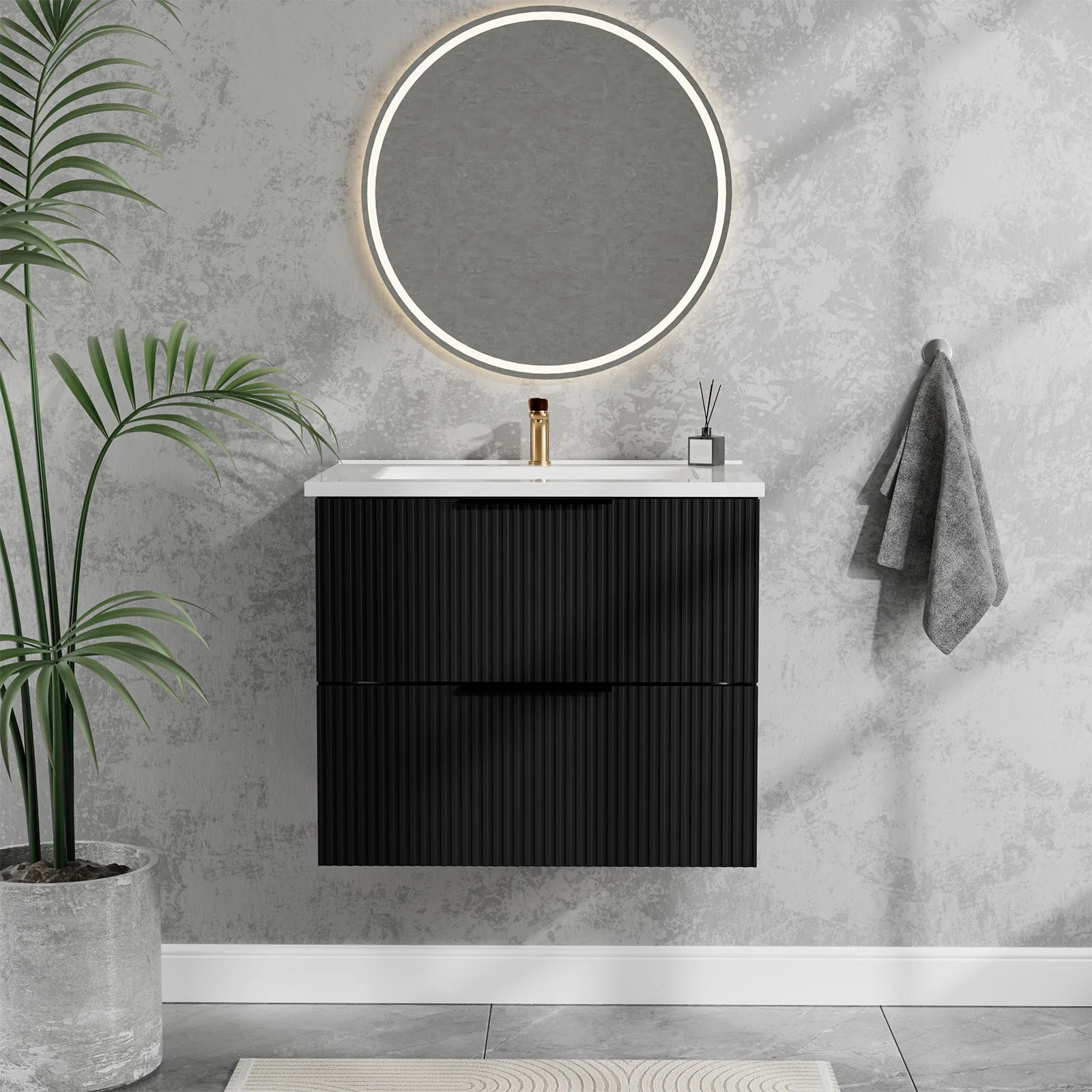 Modern Wall Mounted Floating Bathroom Vanity With Sink And Drawers - Image 21