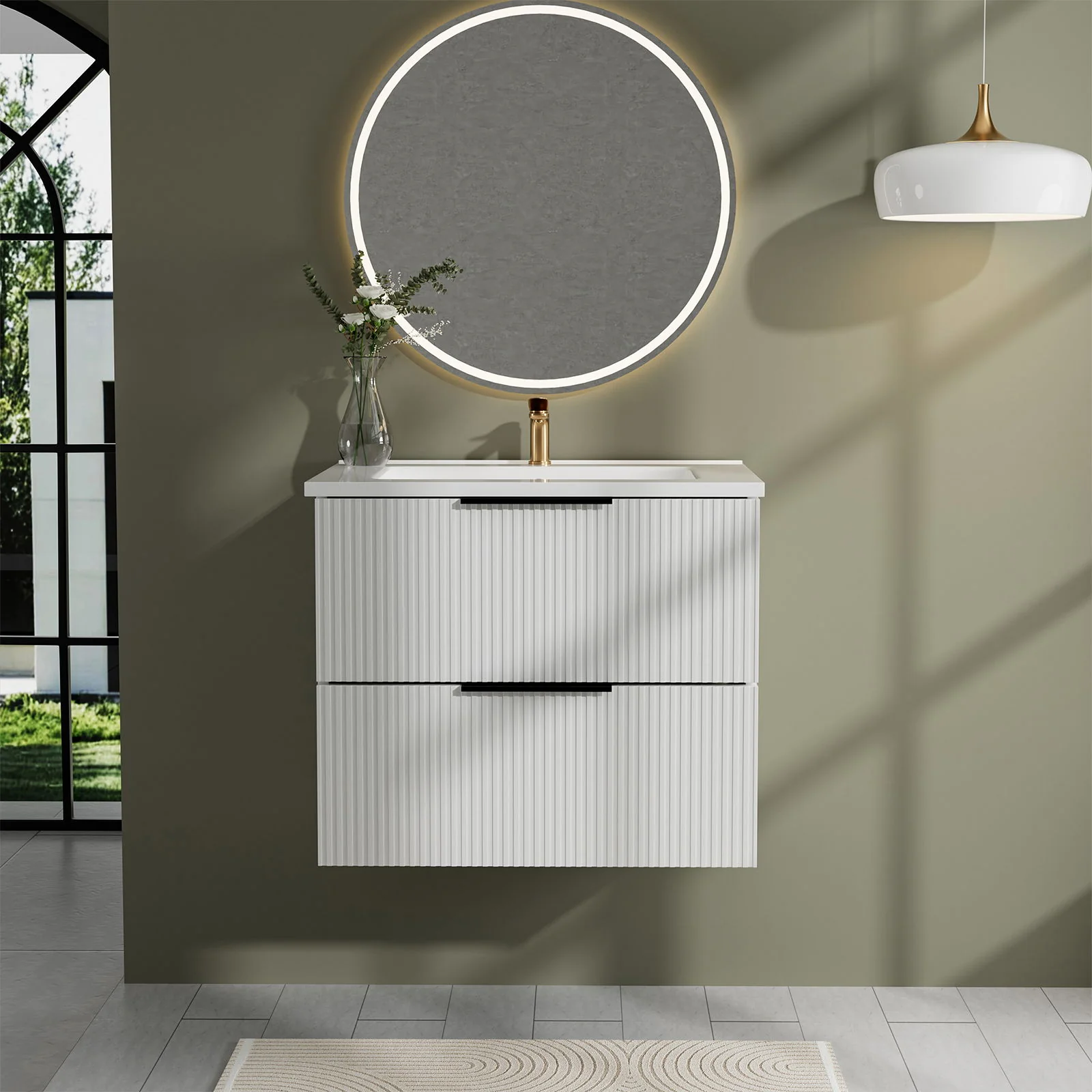 Modern Wall Mounted Floating Bathroom Vanity With Sink And Drawers - Image 45