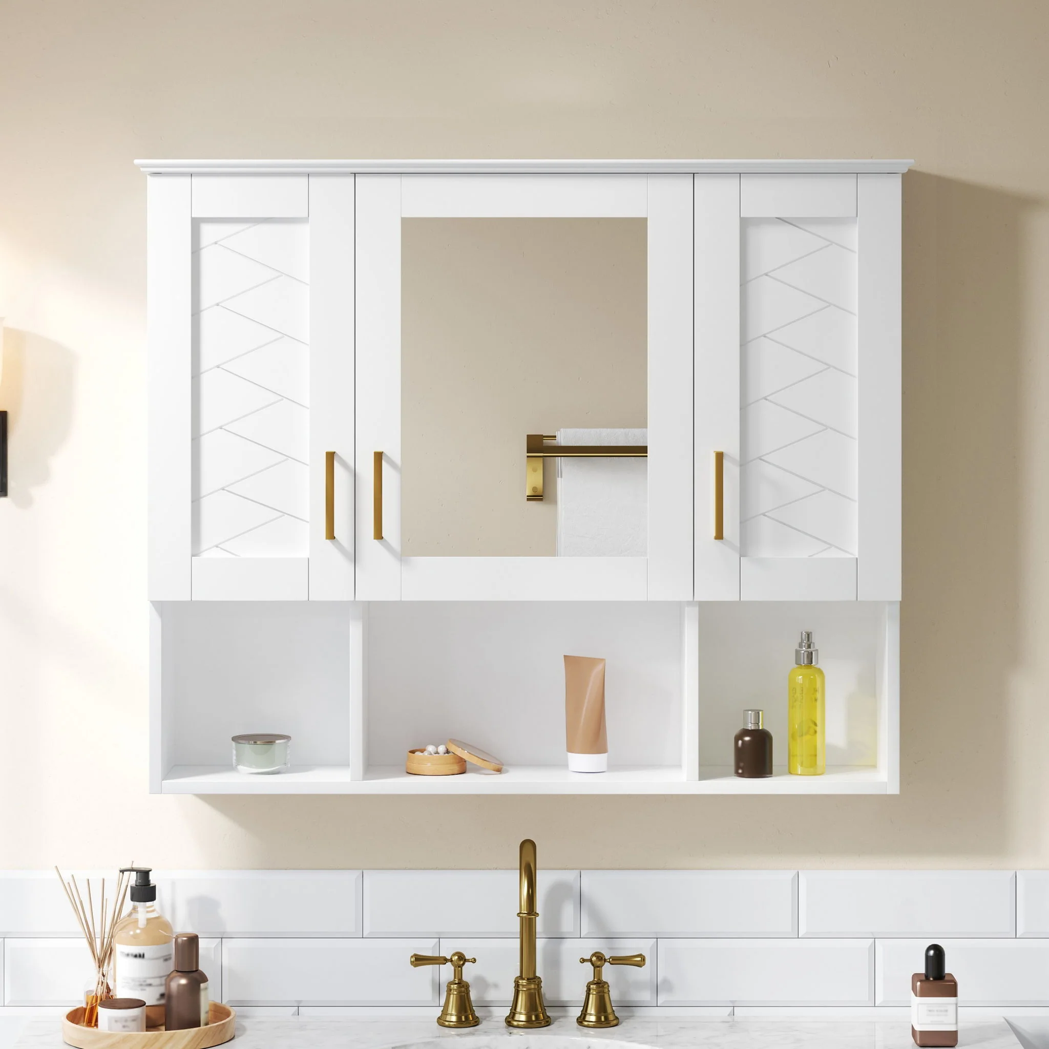 Modern Wall Mounted Medicine Cabinet With Adjustable Shelves, Soft Close Doors, High Define Mirror - Image 24