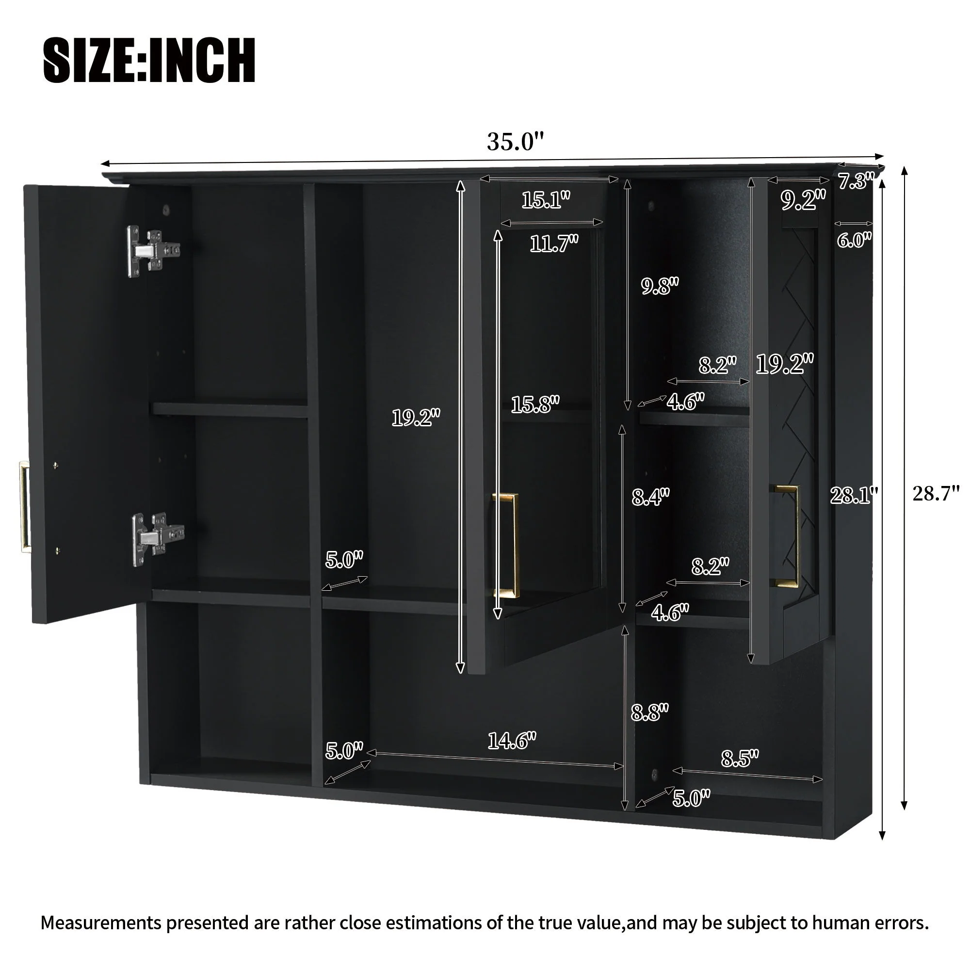 Modern Wall Mounted Medicine Cabinet With Adjustable Shelves, Soft Close Doors, High Define Mirror - Image 26