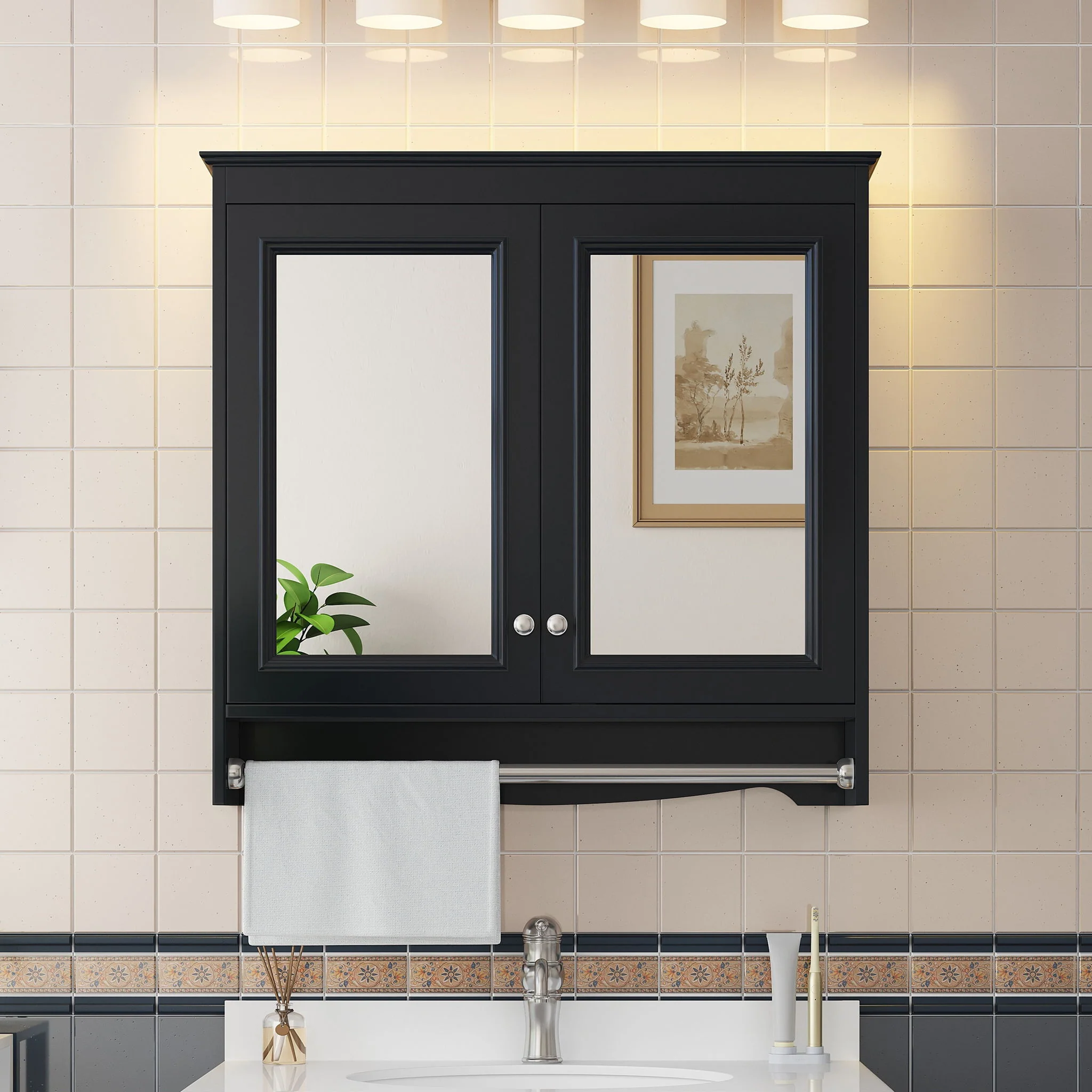 Modern Wall-Mounted Mirror Cabinet With Adjustable Shelves, Soft-Close Doors, High-Definition Mirror - Image 9