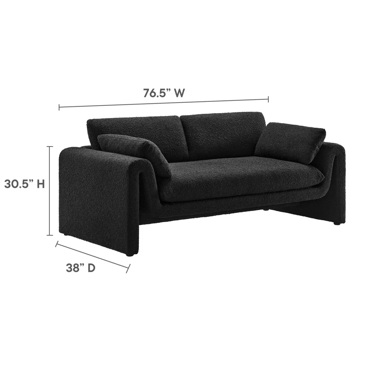 Modern Wavy Boucle Fabric Sofa - Image 3