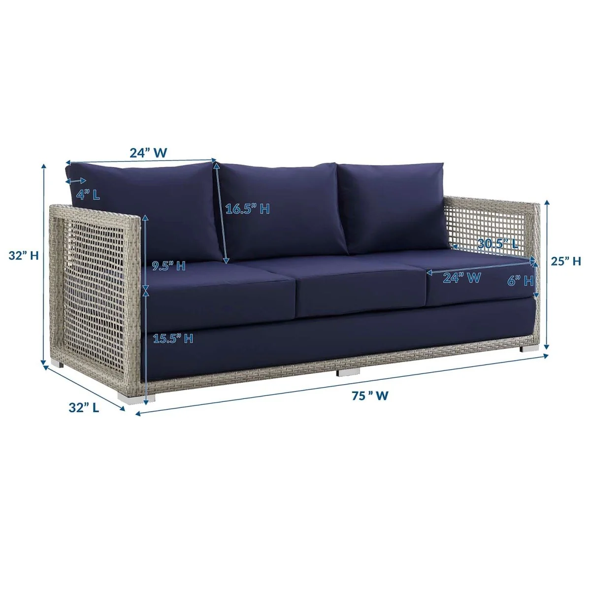 Modern Wicker Rattan Outdoor Sofa - Patio Seating, Weather-Resistant Durable Design - Image 10