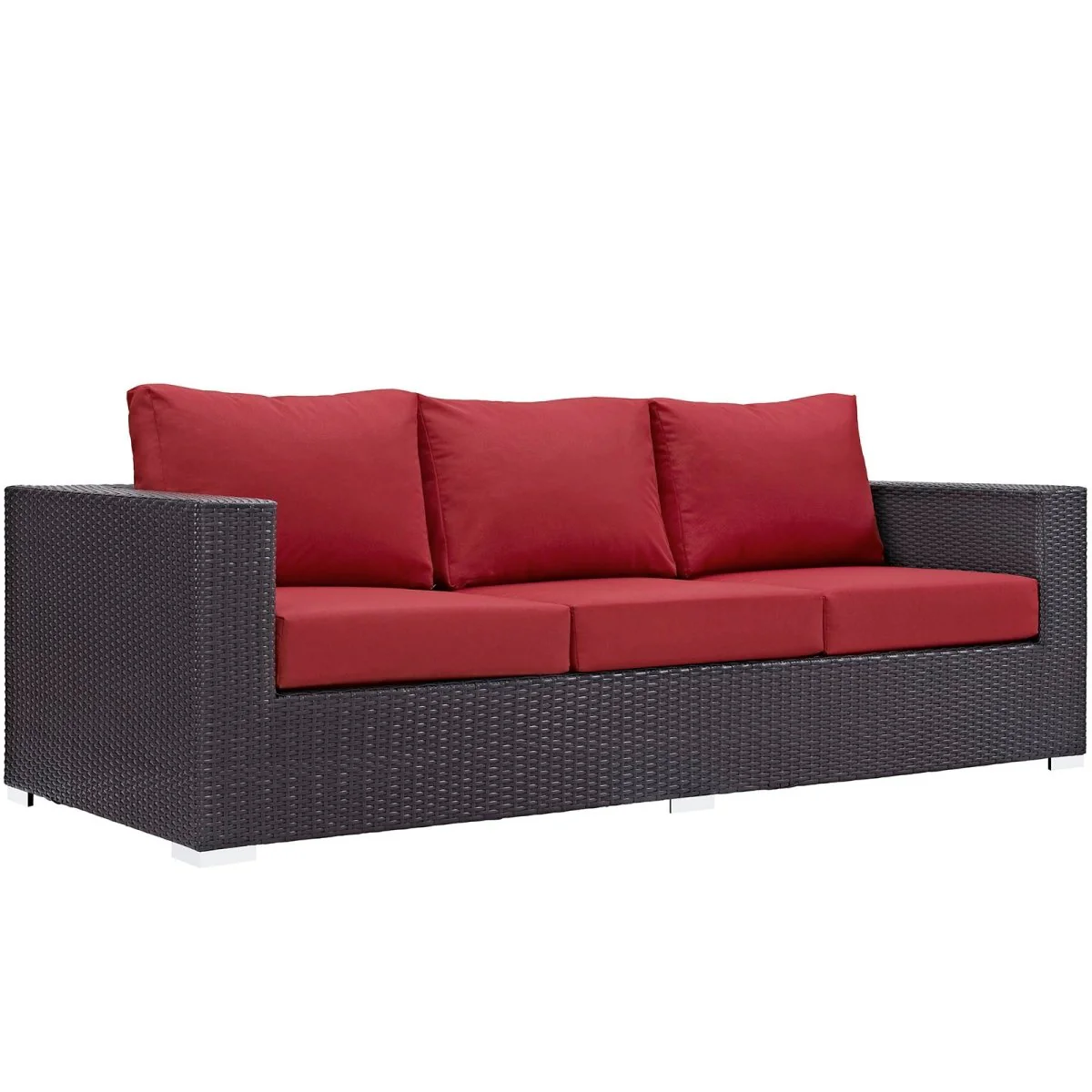 Modern Wicker Rattan Outdoor Sofa with Cushions - Spacious All-Weather Patio Seating - Image 11