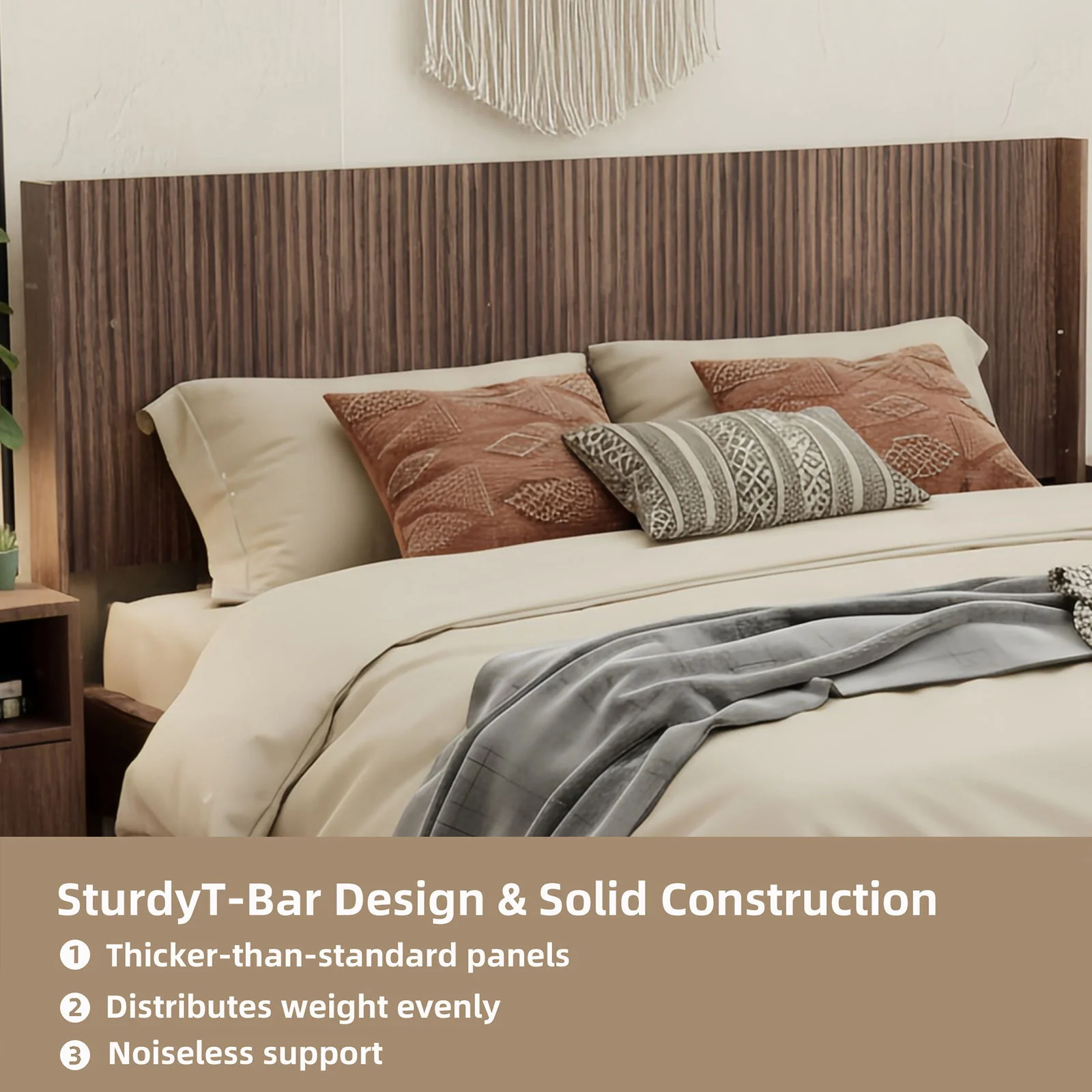 Modern Wide Wall Mounted Fluted Panel Headboard - Image 12