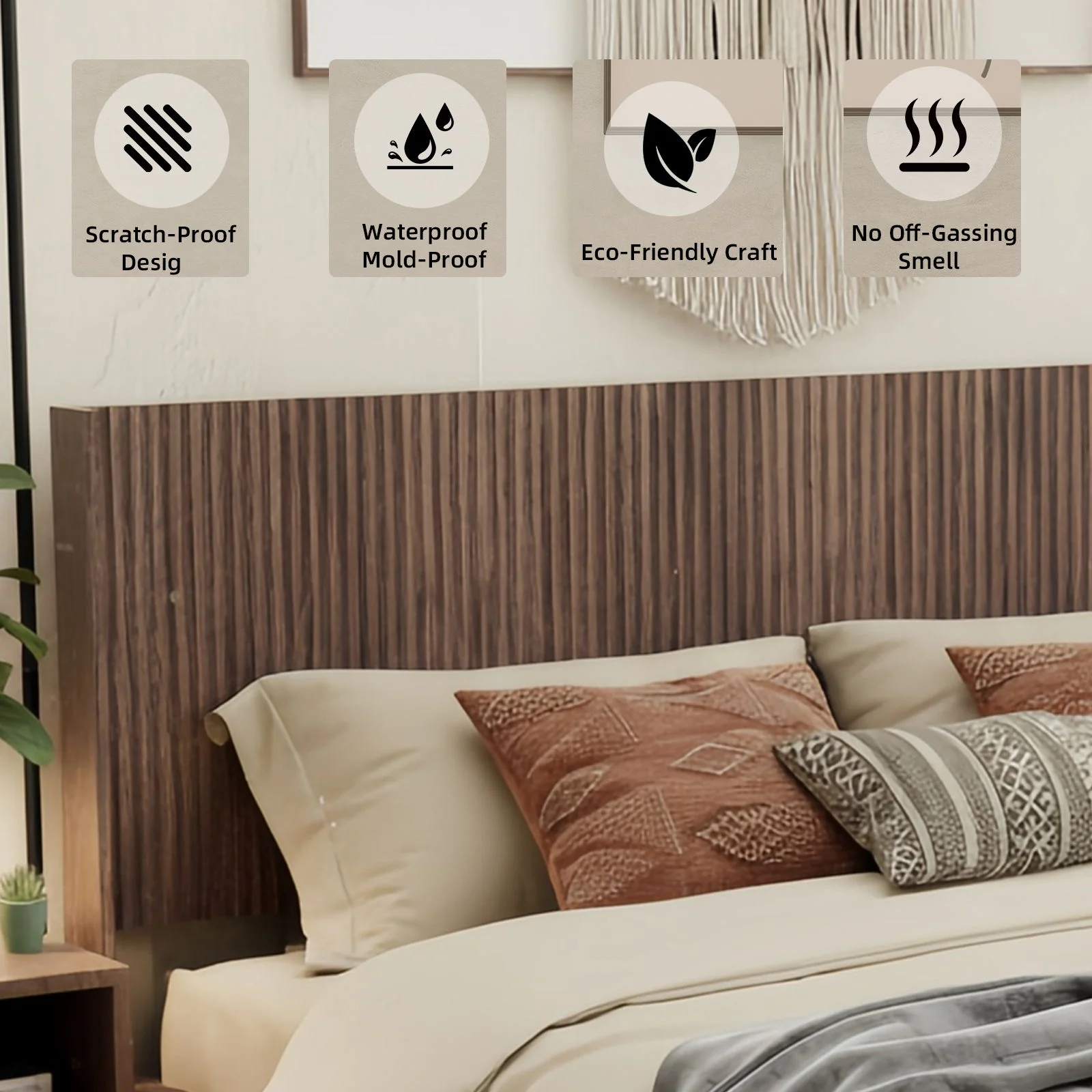 Modern Wide Wall Mounted Fluted Panel Headboard - Image 6