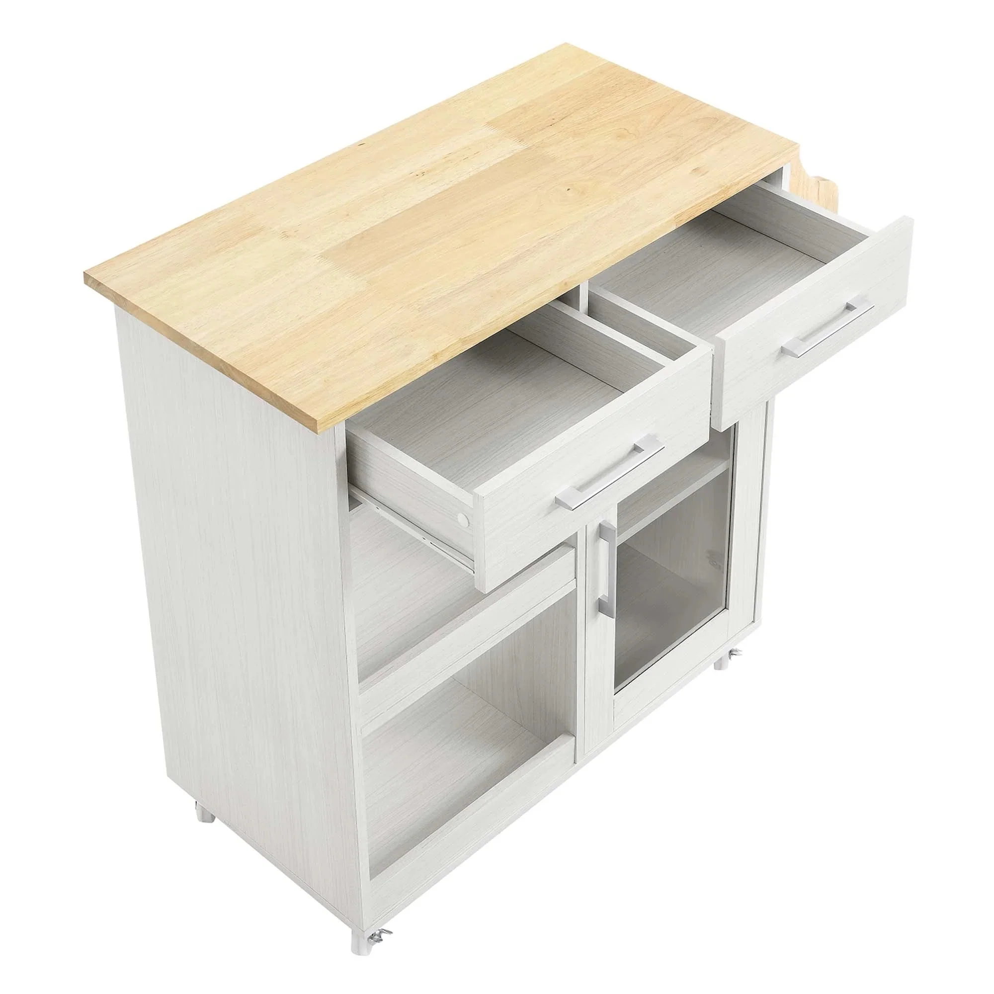 Modern Wood Top Kitchen Cart – Walnut and Black 33 Inch - Image 14
