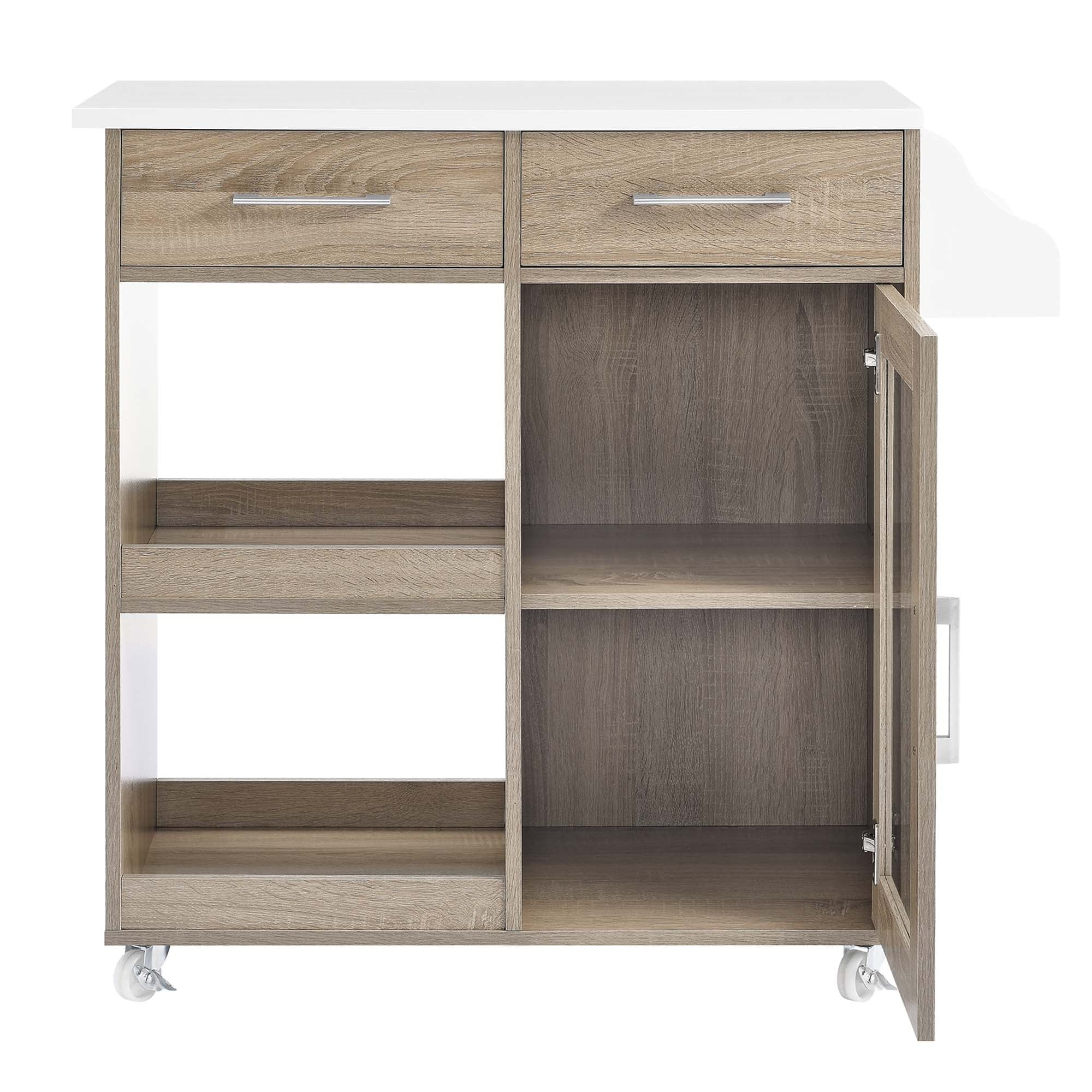 Modern Wood Top Kitchen Cart – Walnut and Black 33 Inch - Image 29