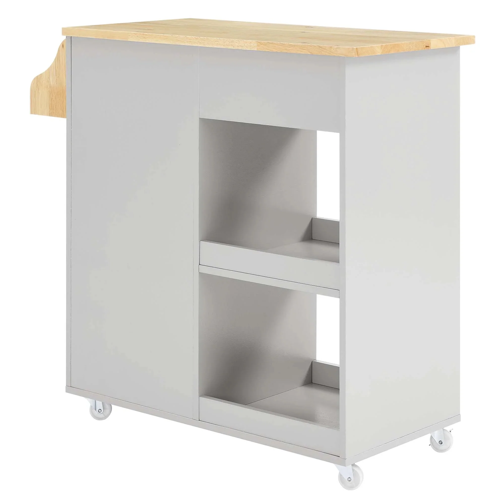 Modern Wood Top Kitchen Cart – Walnut and Black 33 Inch - Image 5