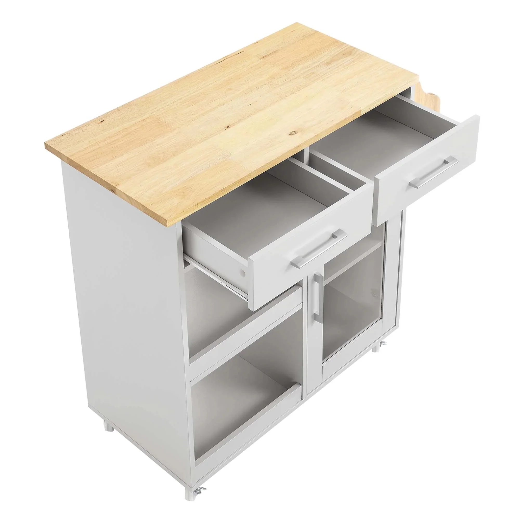 Modern Wood Top Kitchen Cart – Walnut and Black 33 Inch - Image 9