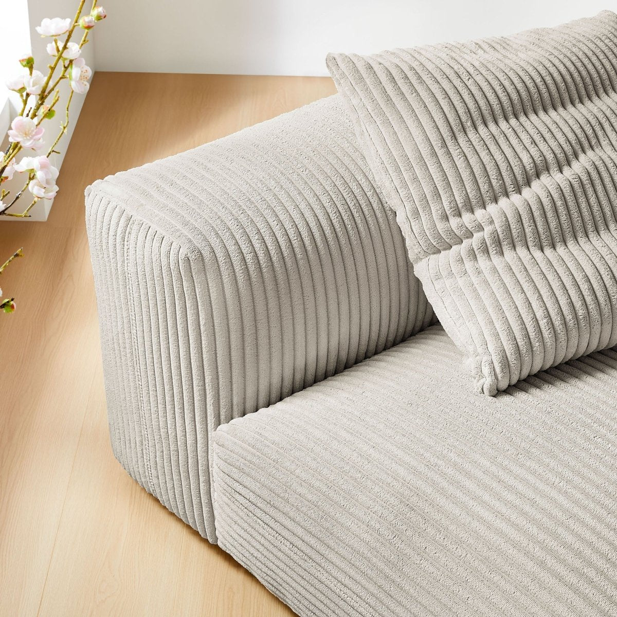 Modular Corduroy Upholstered Armless Chair 45 Inch - Image 4