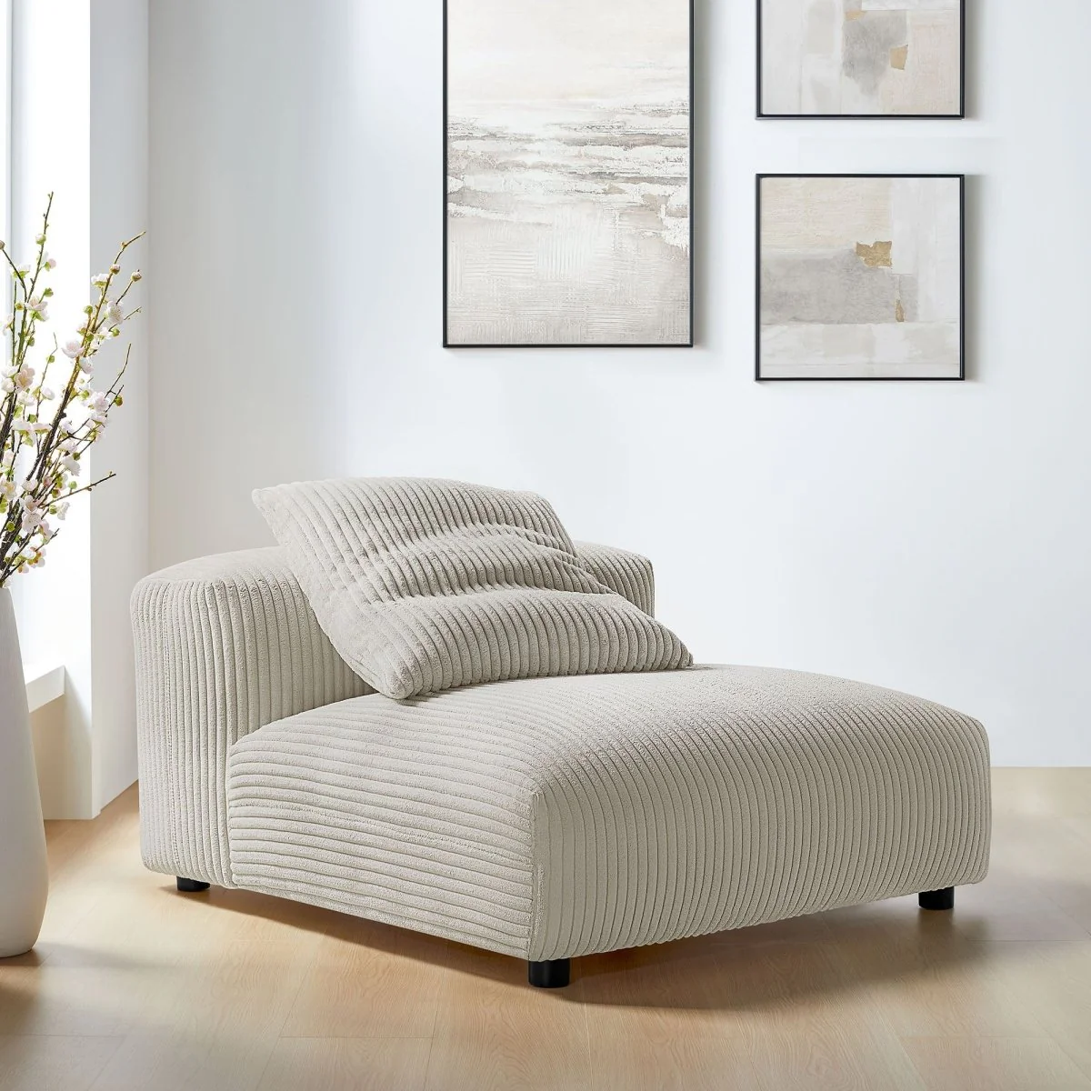 Modular Corduroy Upholstered Armless Chair 45 Inch - Image 6