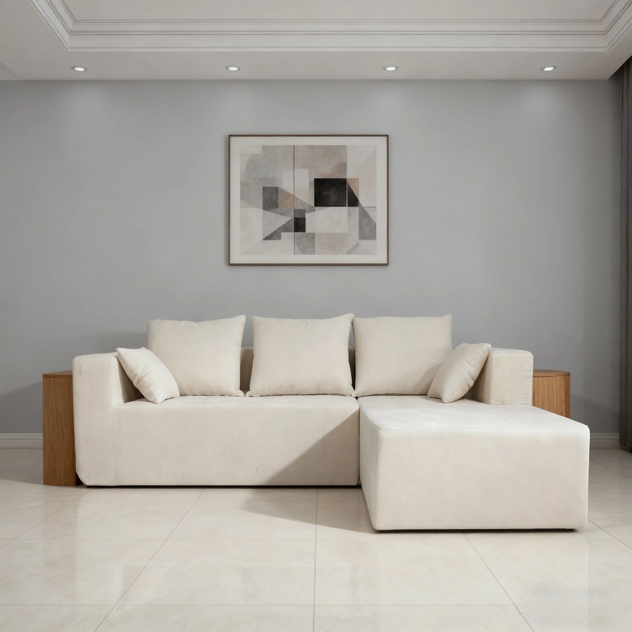 Modular Corner Sofa With Soft Fabric - Image 11