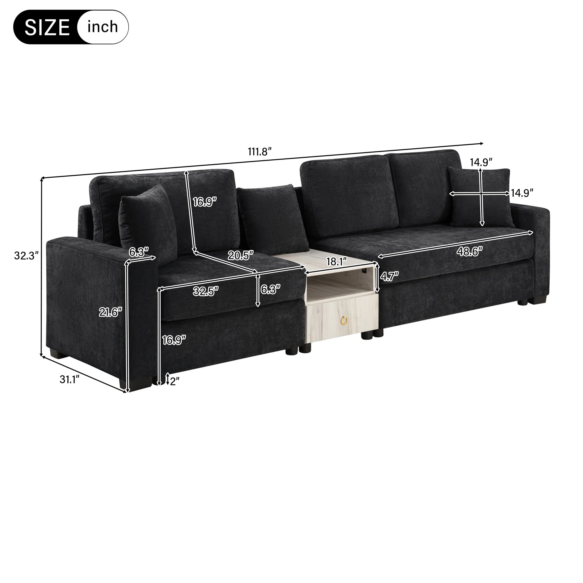 Modular Sofa Couch With Storage Armrest And Center Console - Image 18
