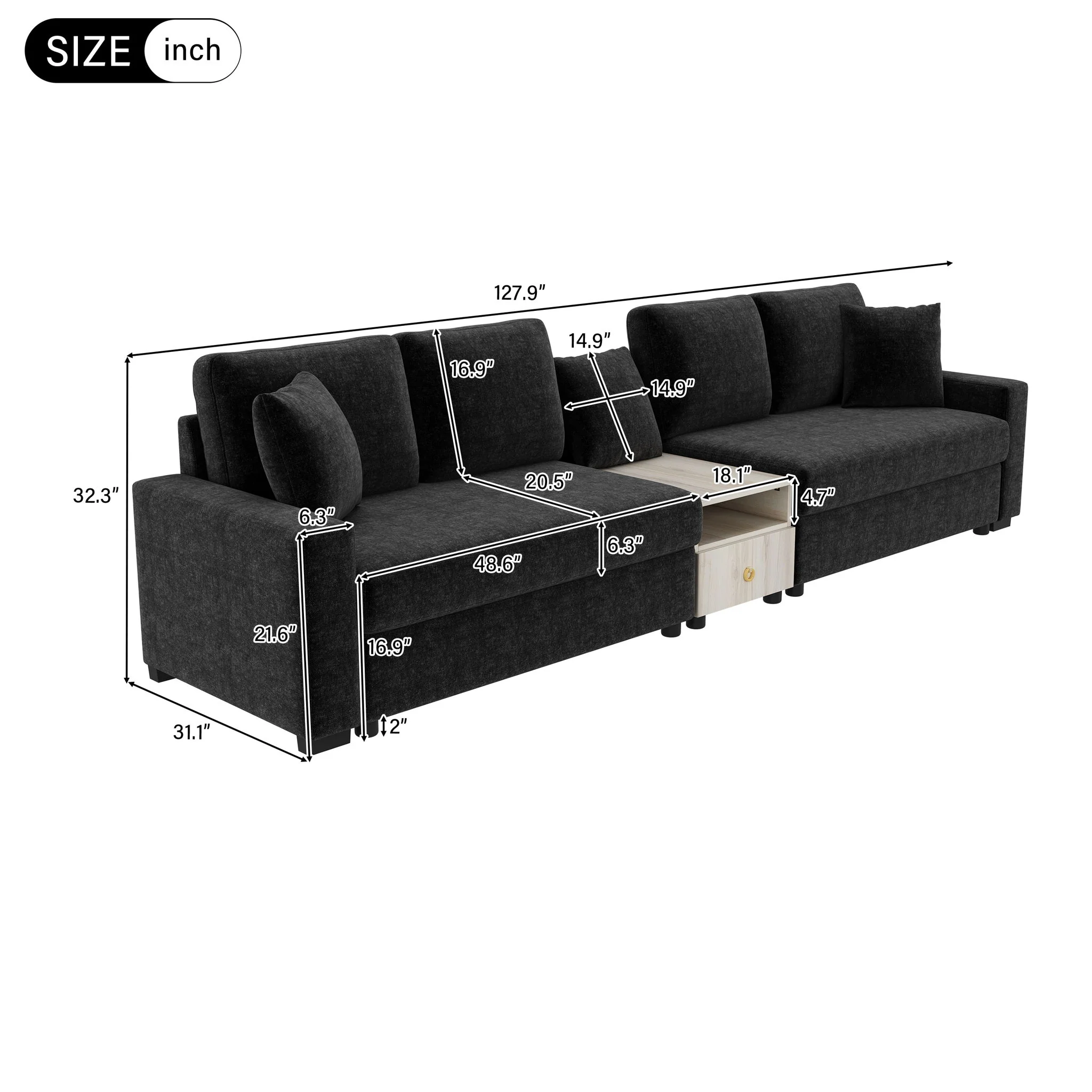 Modular Sofa Couch With Storage Armrest And Center Console - Image 63